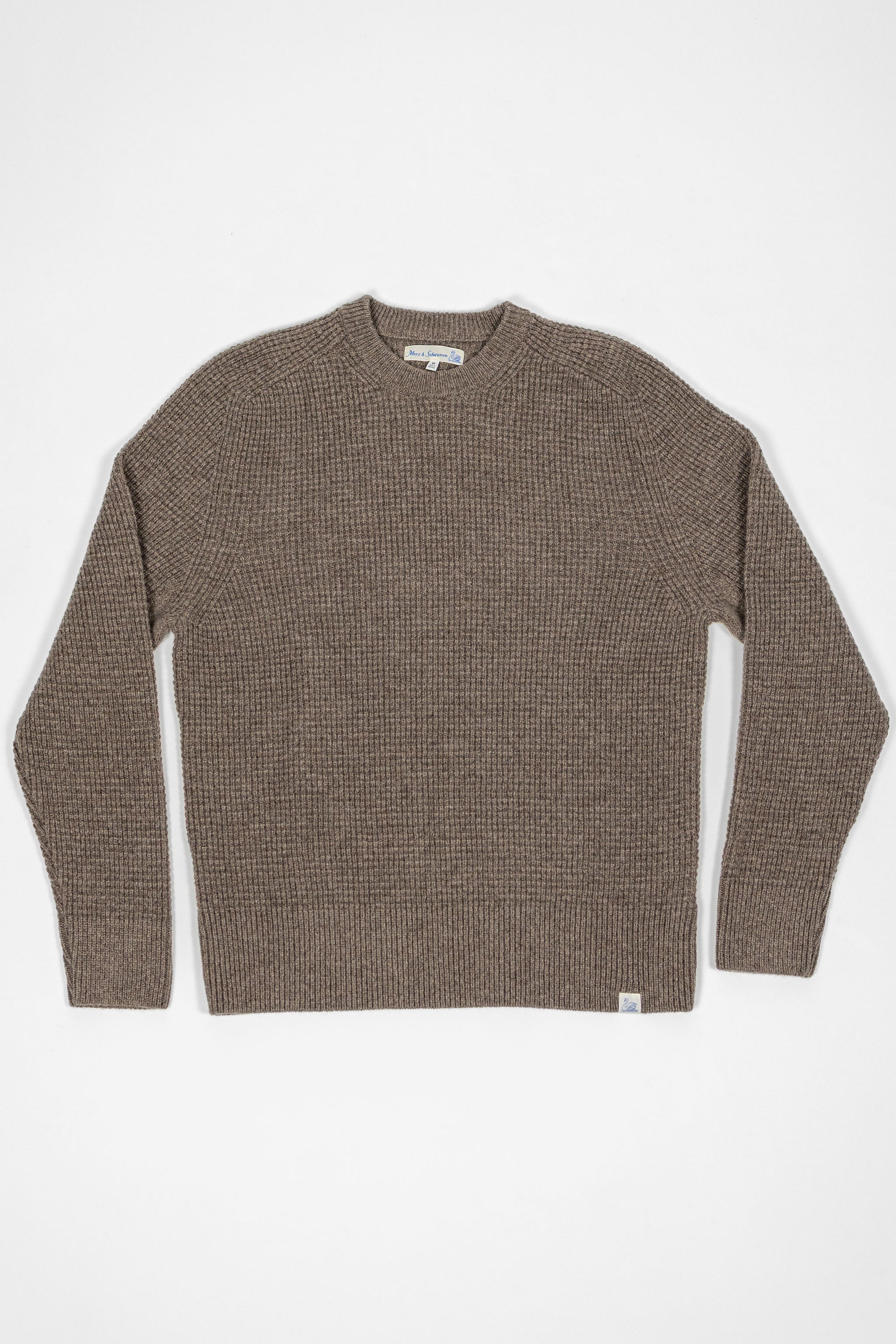 Merz b. Schwanen BLADE02 Merino Wool-Cashmere Waffle Structured Pullover - Grain