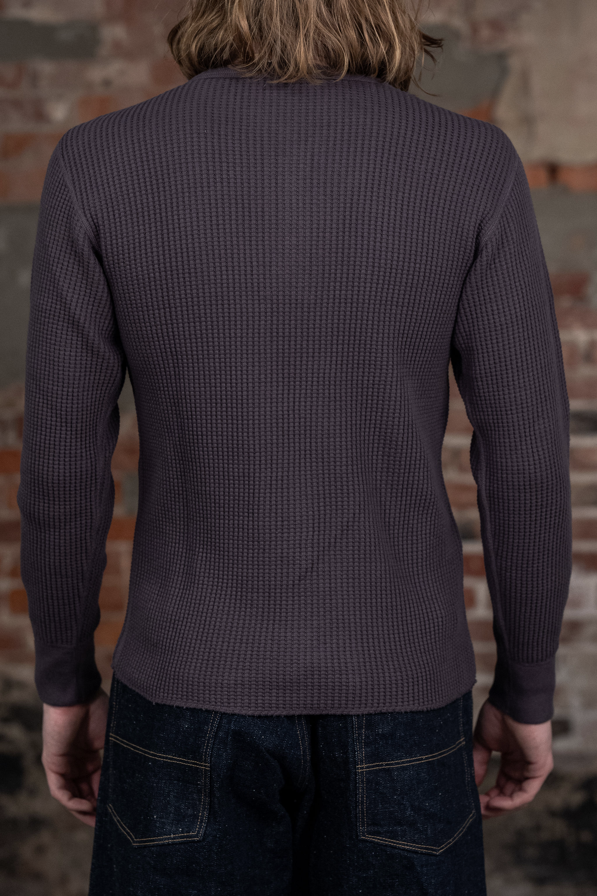UES Big Waffle Henley - Purple/Navy