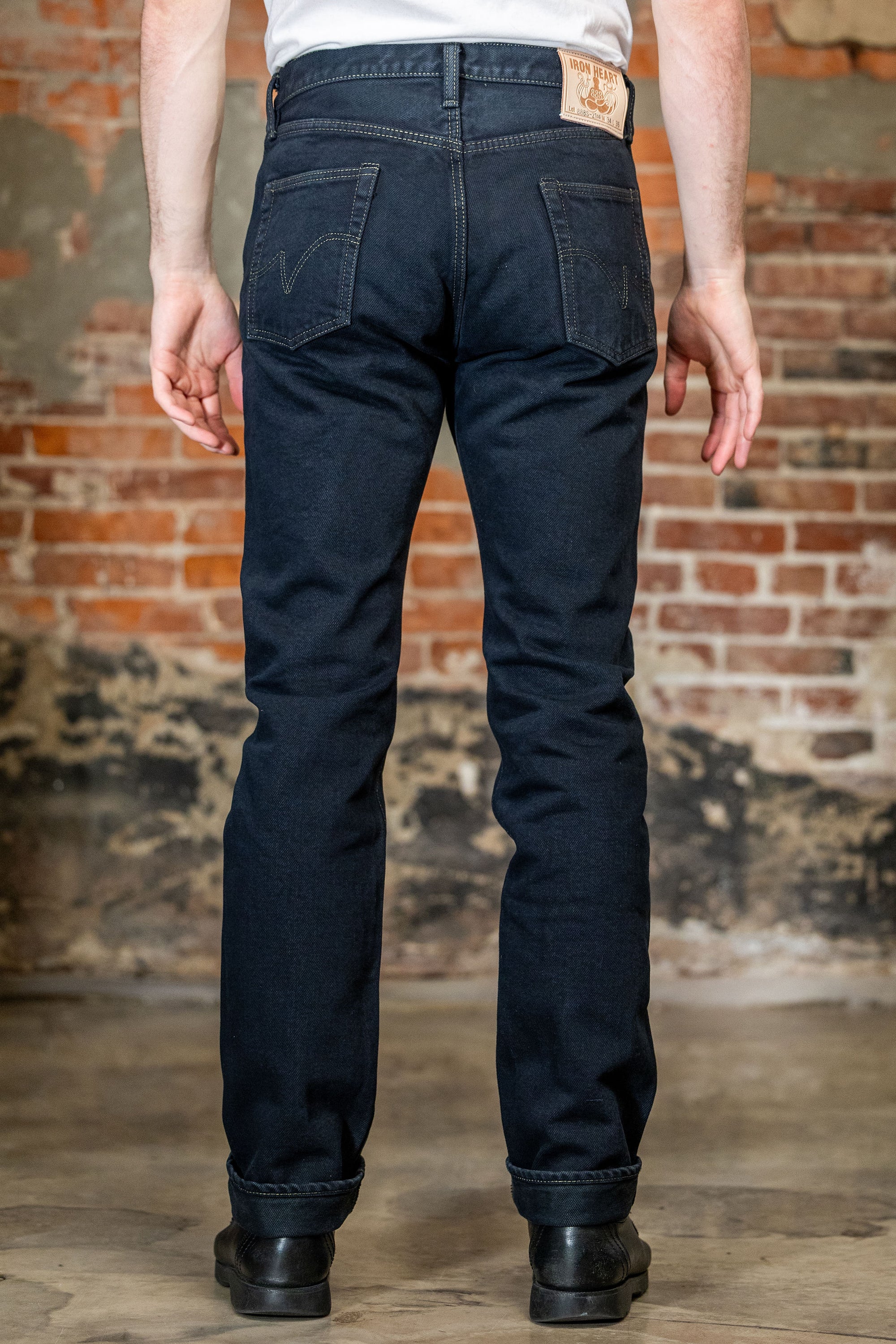 Iron Heart IH-888S-21od 21oz Selvedge Denim Medium/High Rise Tapered Cut Jeans - Indigo Overdyed Black