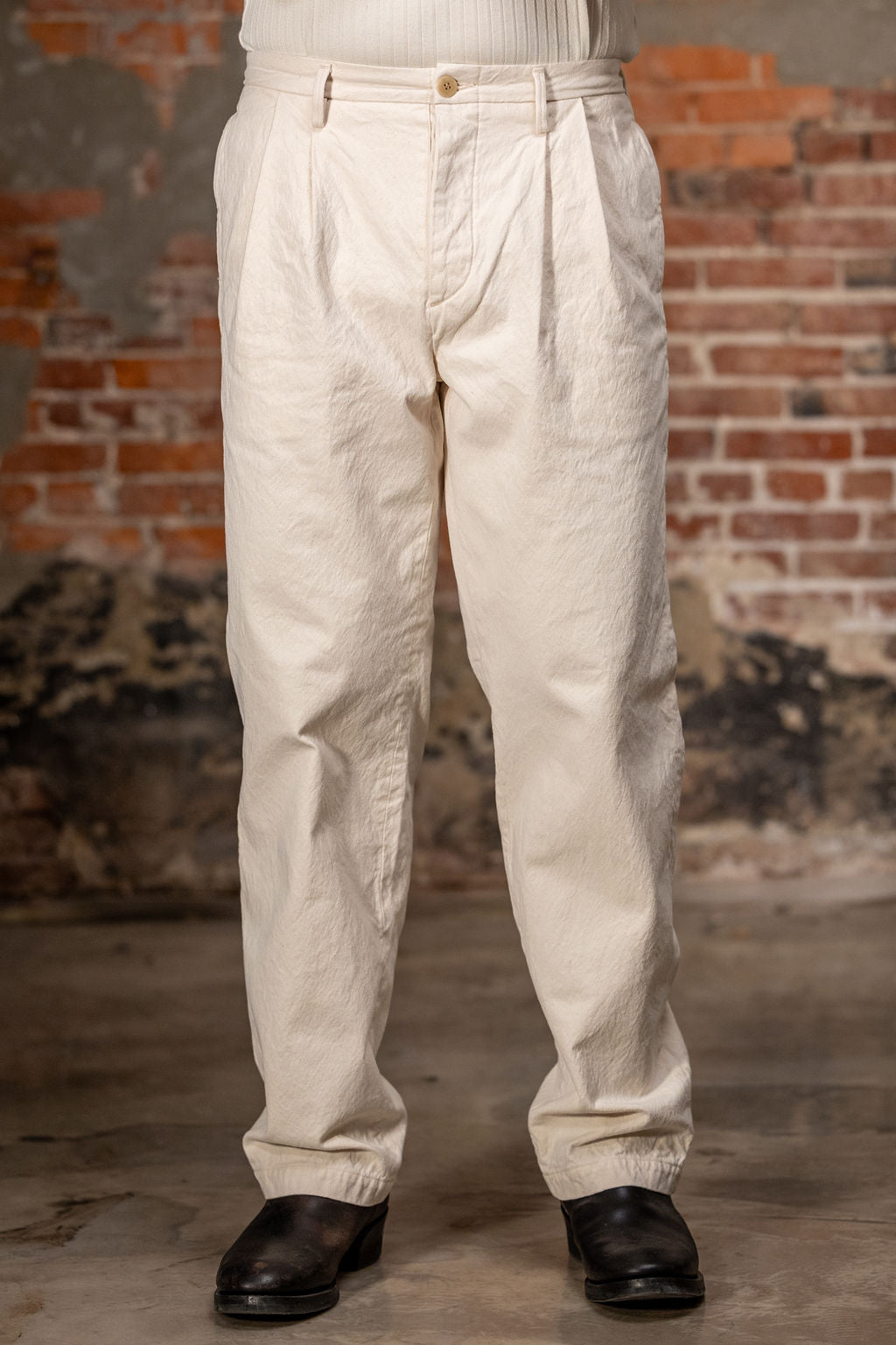 Seuvas 10oz Canvas 2-Tuck Trousers (Long) - Natural