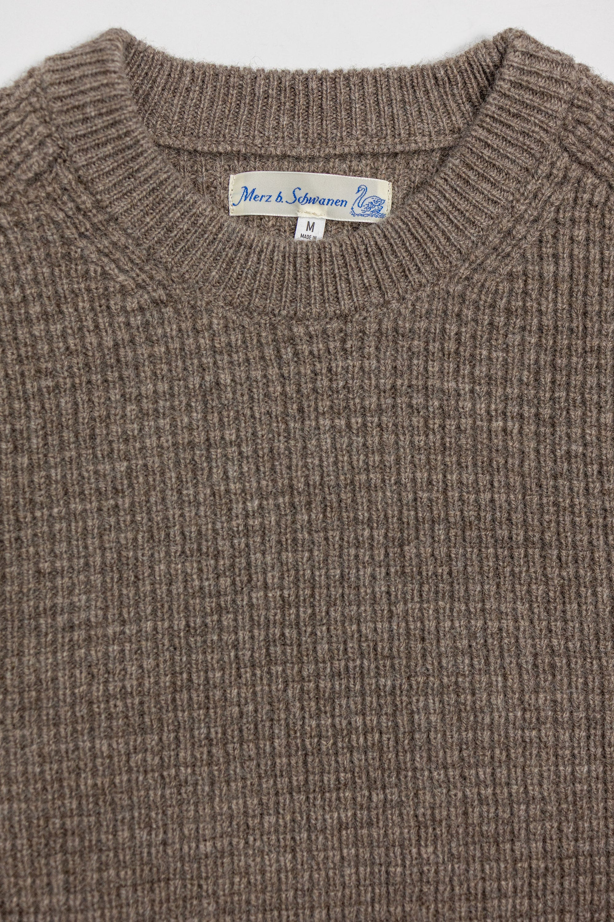 Merz b. Schwanen BLADE02 Merino Wool-Cashmere Waffle Structured Pullover - Grain