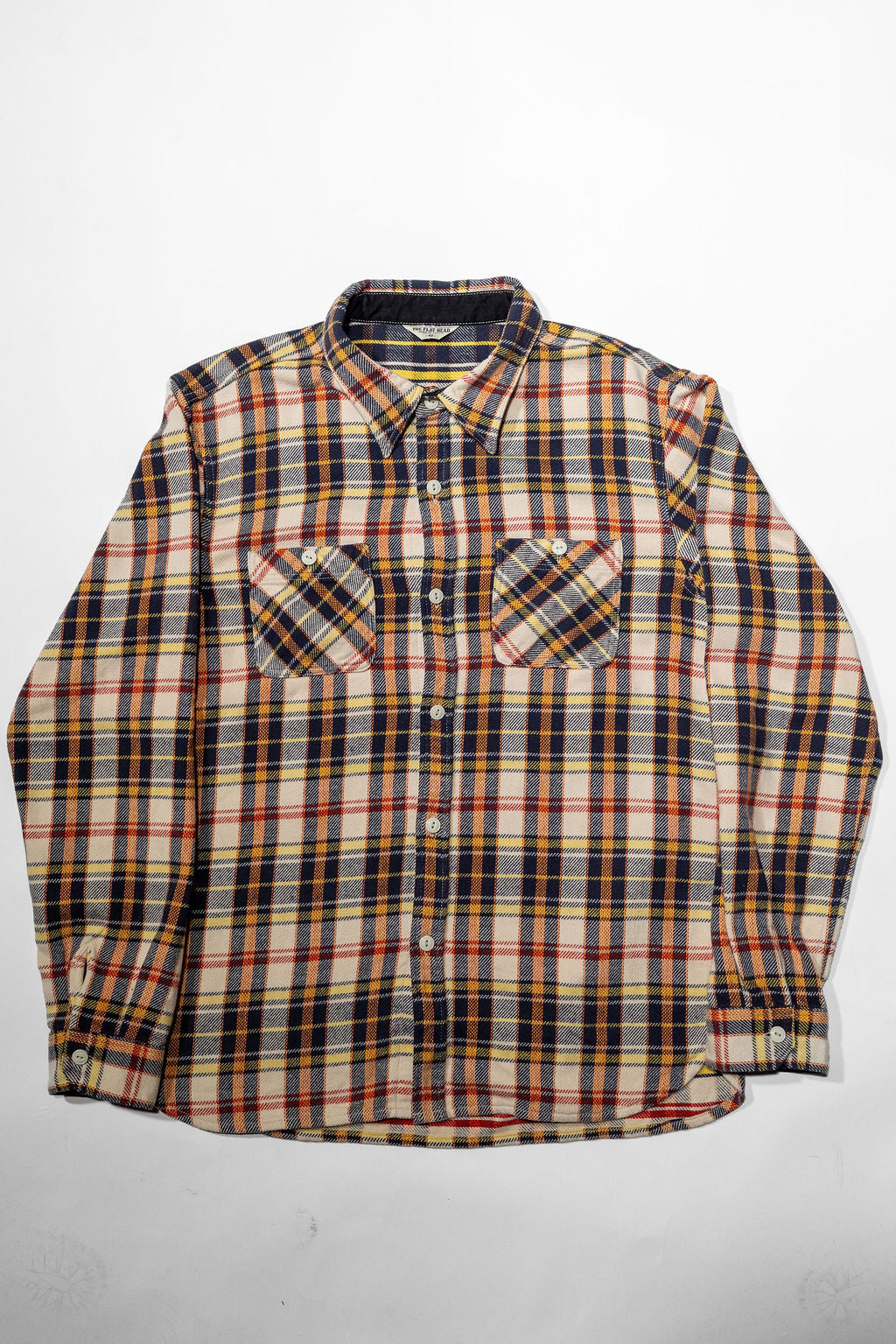The Flat Head FN-SNW-014L Check Flannel Work Shirt - Ivory/Black