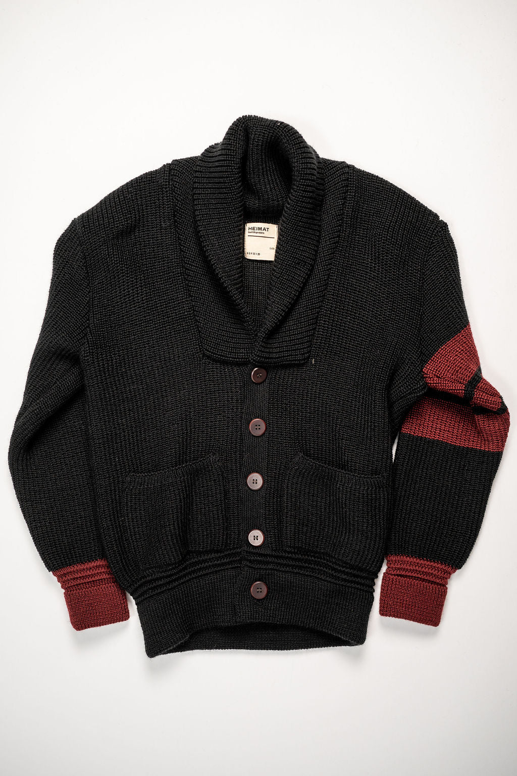 Heimat Textil Eiger Cardigan - Black/Burgundy