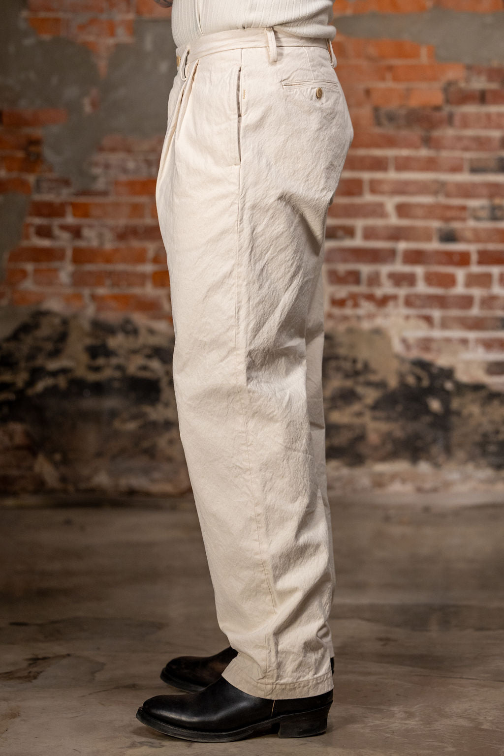 Seuvas 10oz Canvas 2-Tuck Trousers (Long) - Natural
