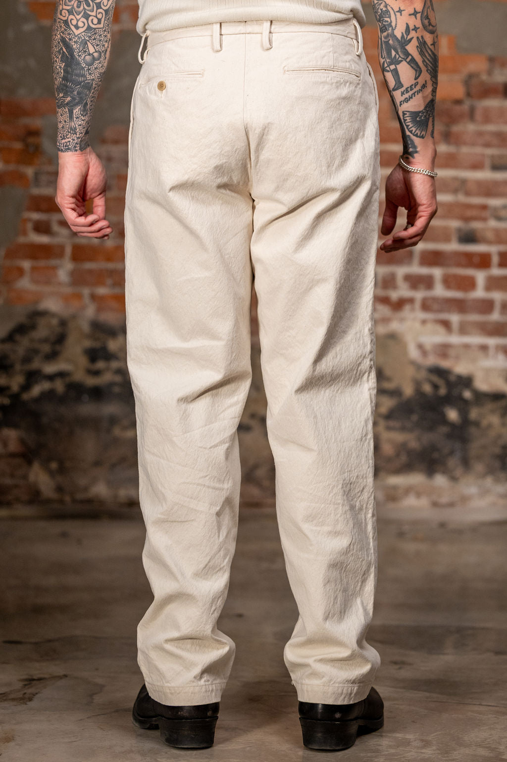 Seuvas 10oz Canvas 2-Tuck Trousers (Long) - Natural