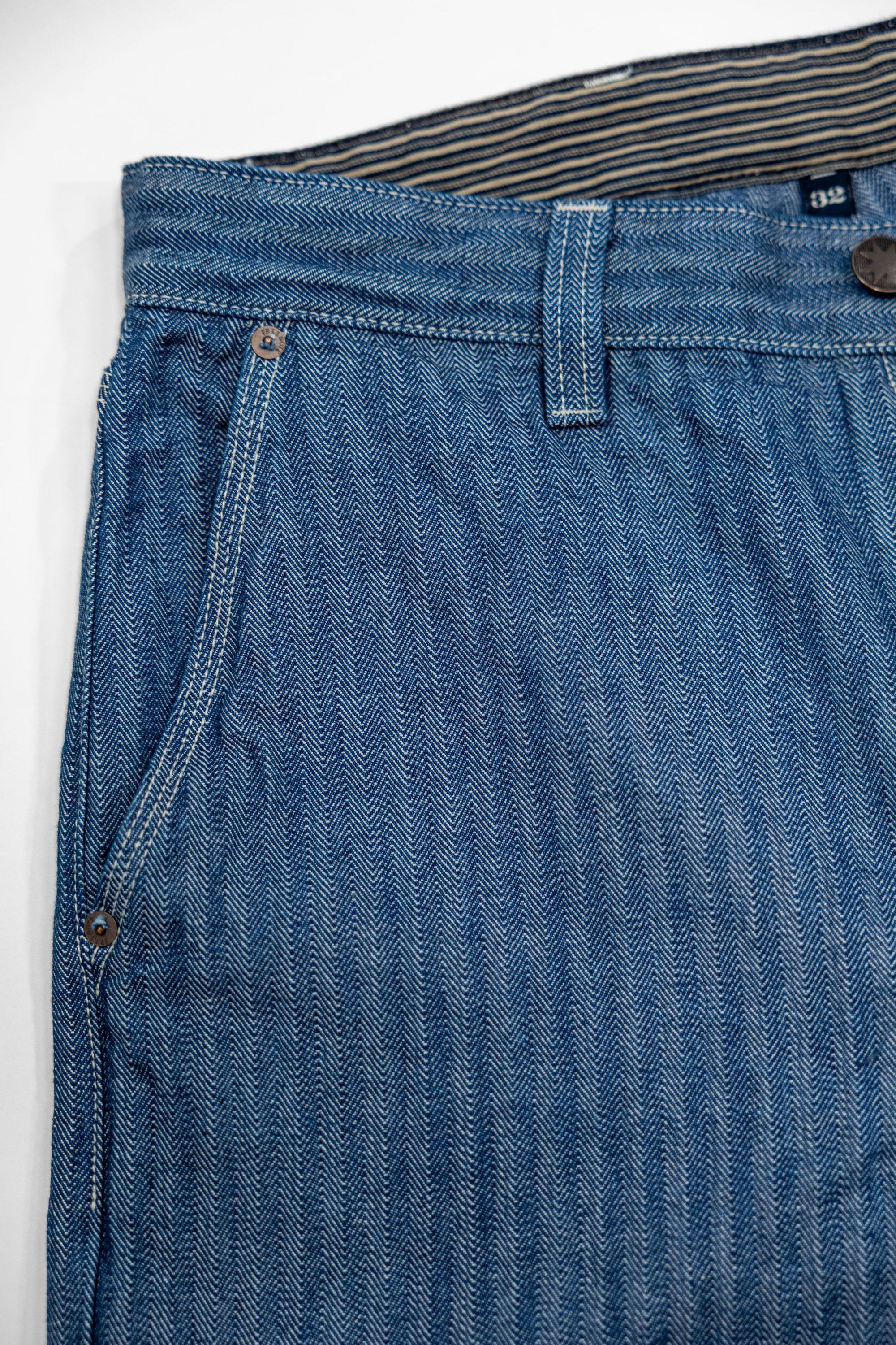 Freenote Coth Ortega Pant - 13oz Blue Herringbone
