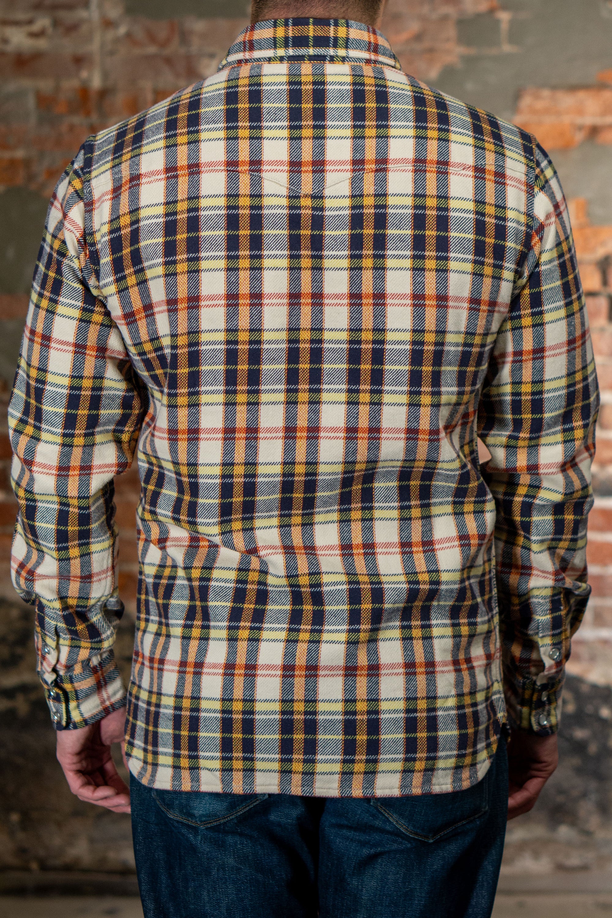 The Flat Head FN-SNR-014L Check Flannel Western Shirt - Ivory/Black