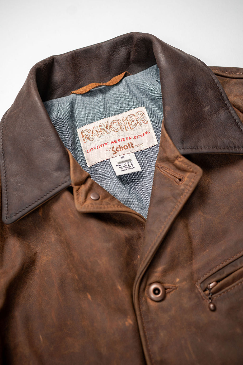 Schott NYC 538 Nubuck Cowhide Mechanic's Jacket - Brown