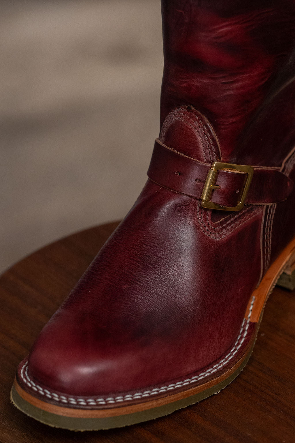 Wesco Boots Mister Lou - Horween Burgundy Horsehide Green Supergrip Sole
