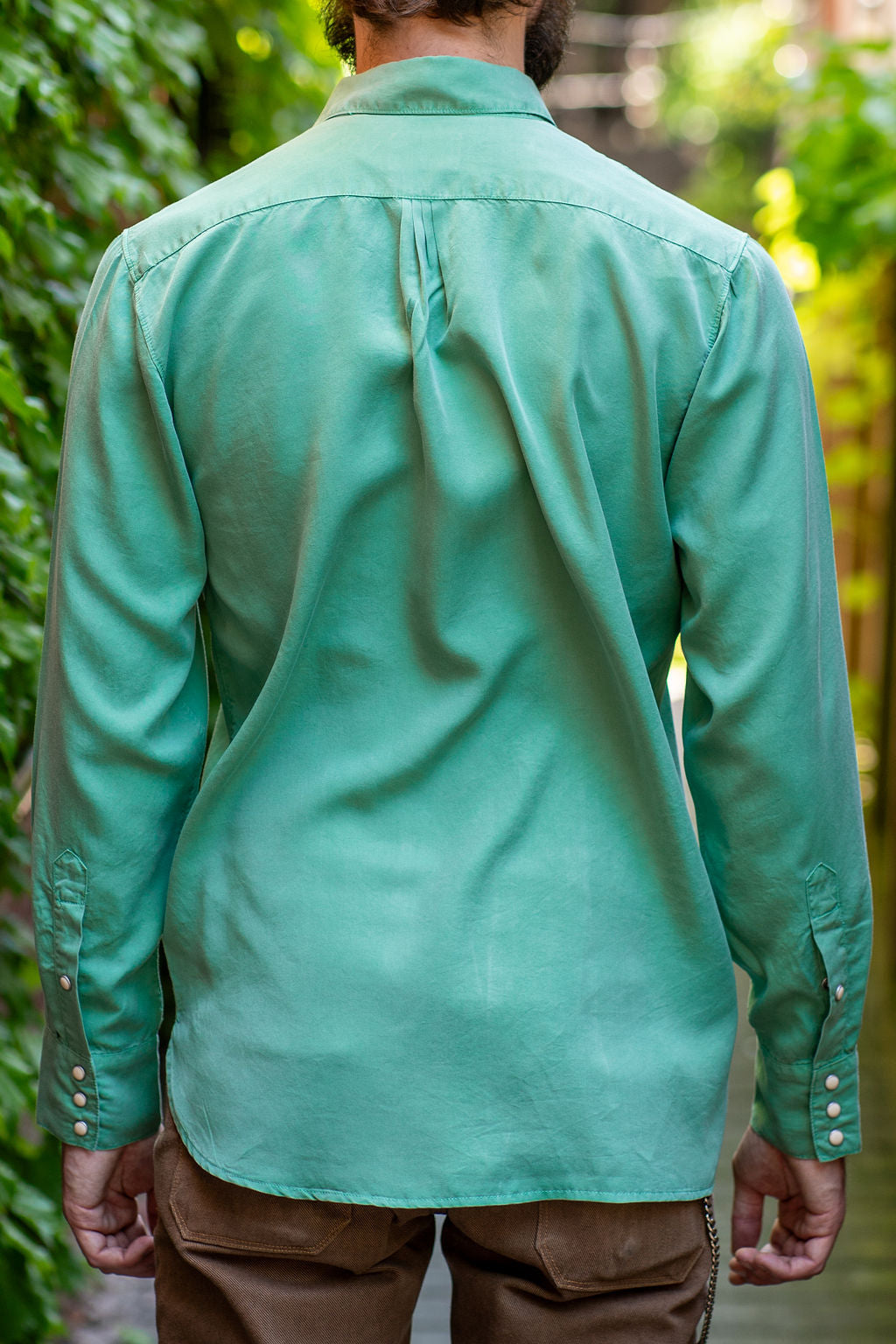 Wythe Tencel Gabardine Pearlsnap Shirt - Celadon