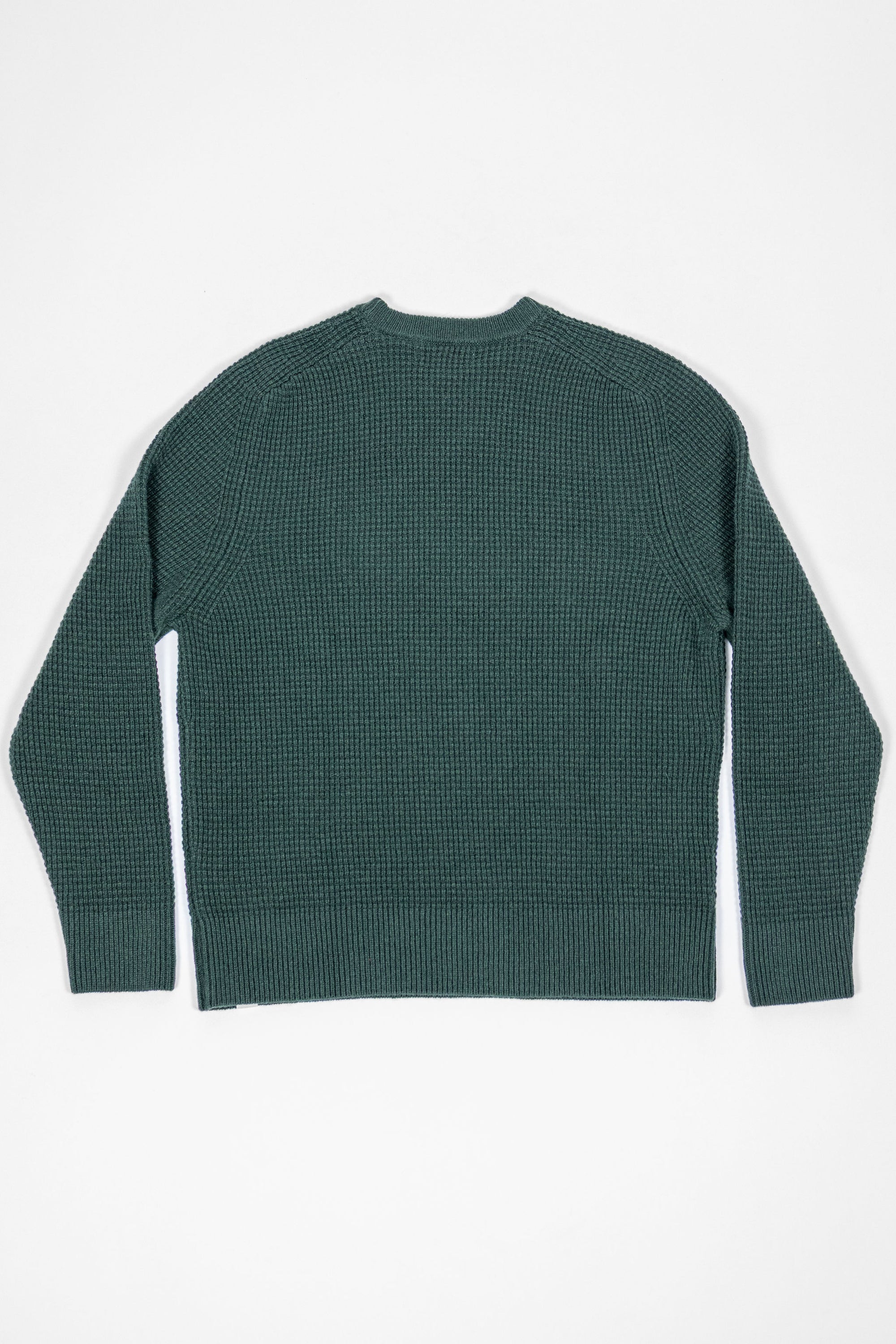 Merz b. Schwanen BLADE02 Merino Wool-Cashmere Waffle Structured Pullover - Bottle Green