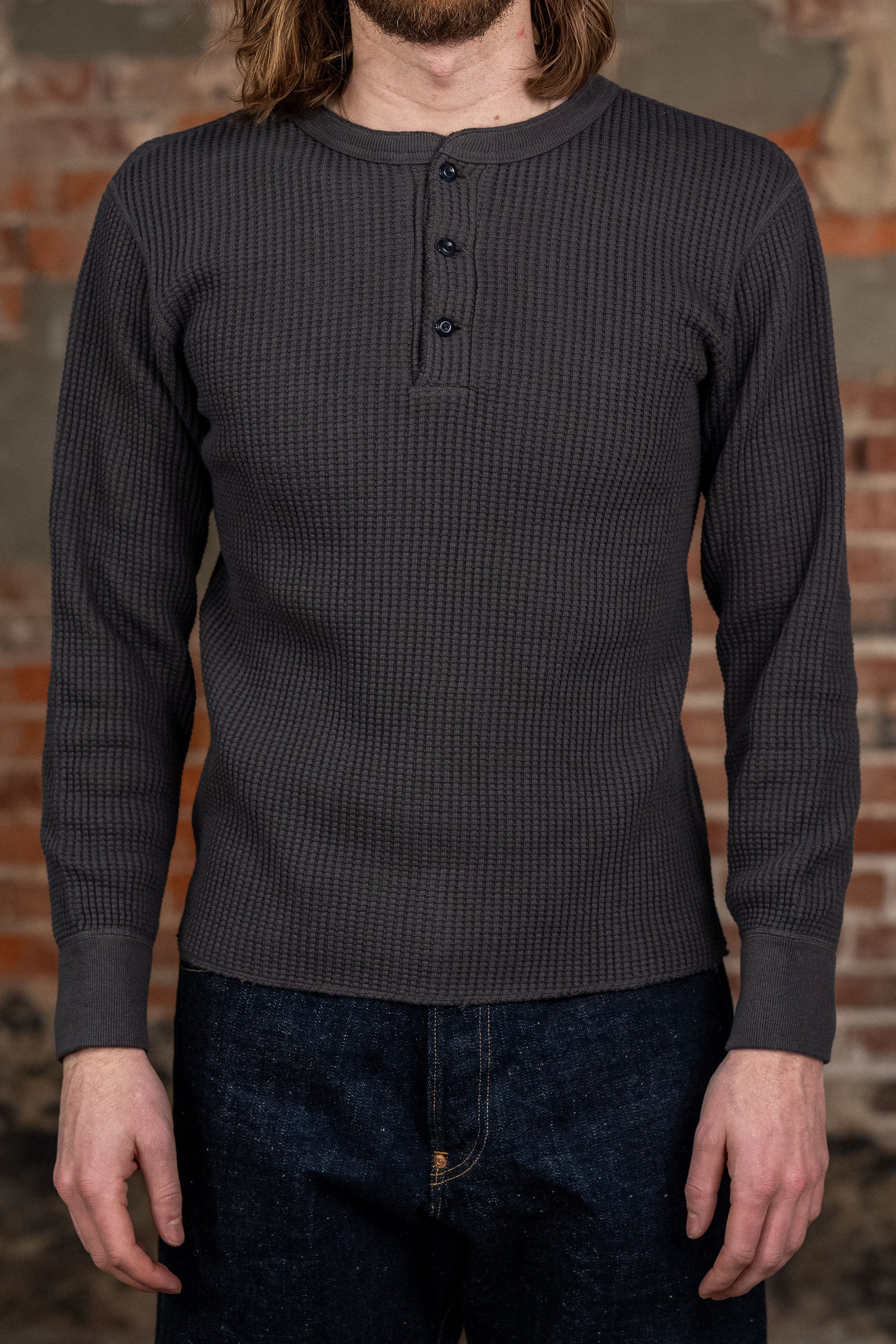 UES Big Waffle Henley - Steel Gray