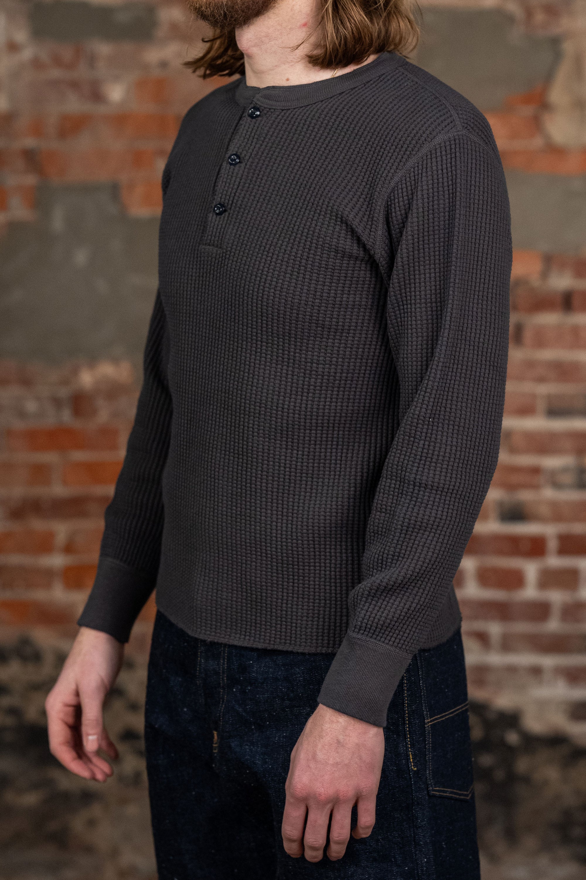 UES Big Waffle Henley - Steel Gray