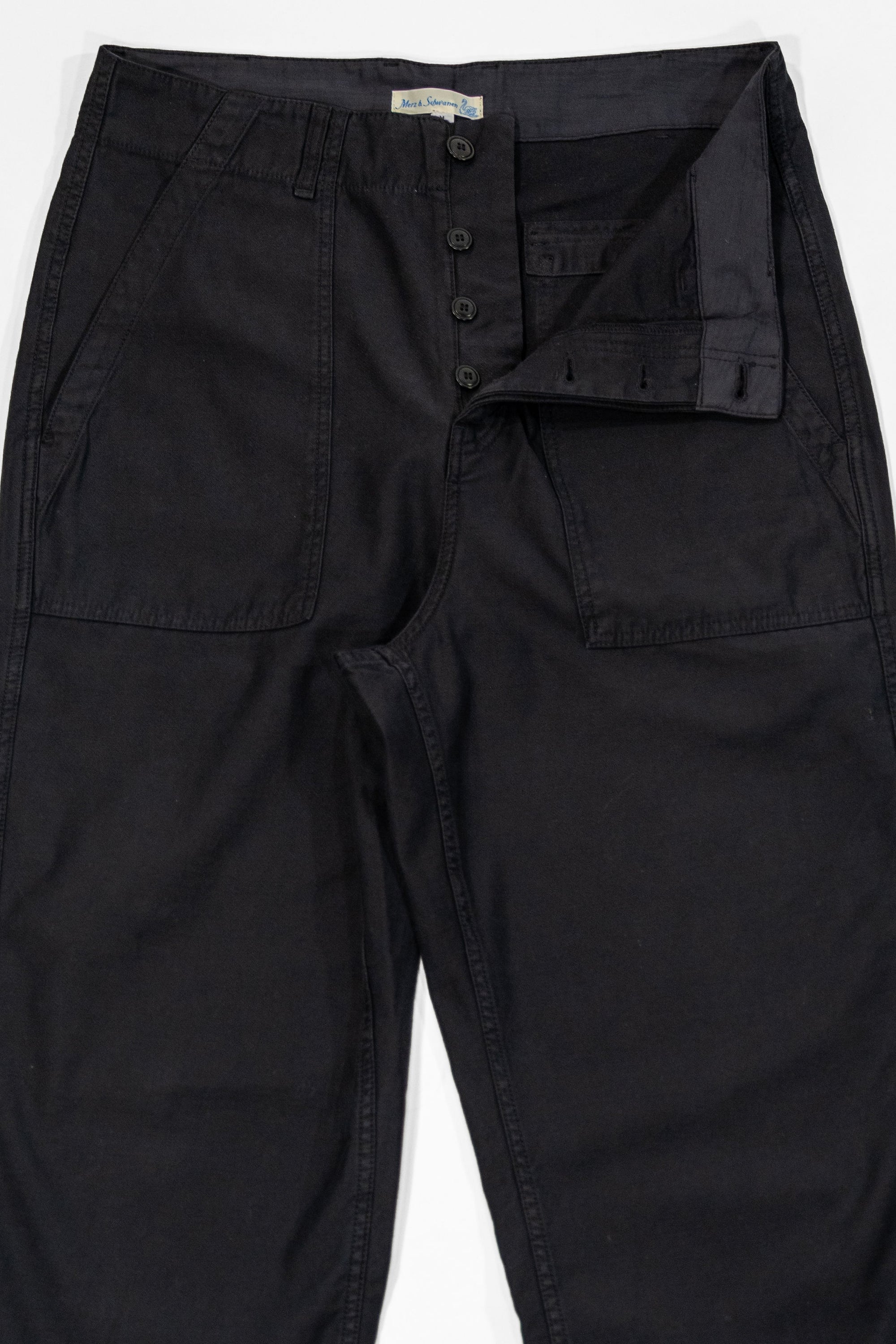 Merz b. Schwanen SENDO01SC Sateen Canvas Fatigue Pants - Storm Black