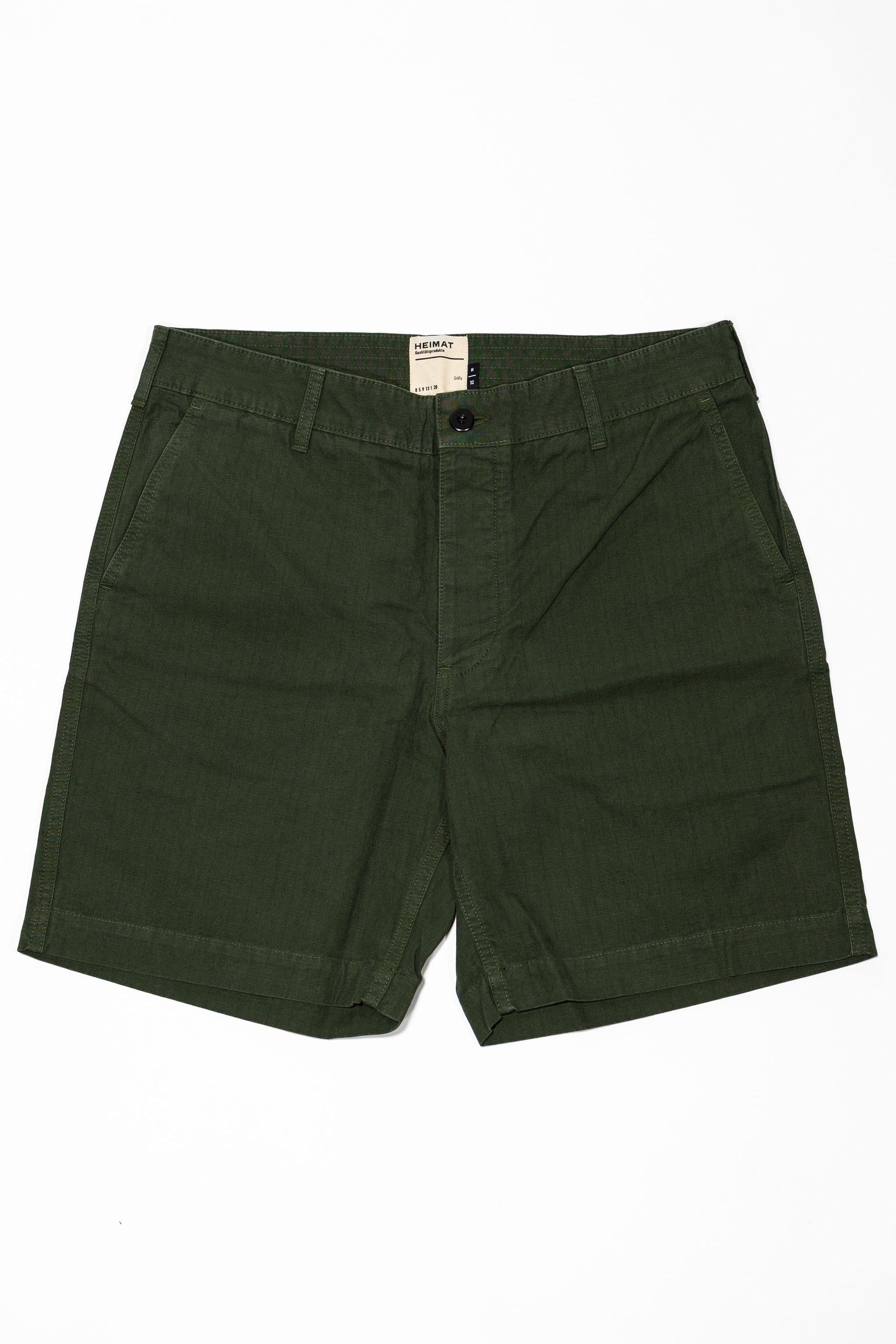 Heimat Textil Journey Short - Military Green Rip Stop Cotton