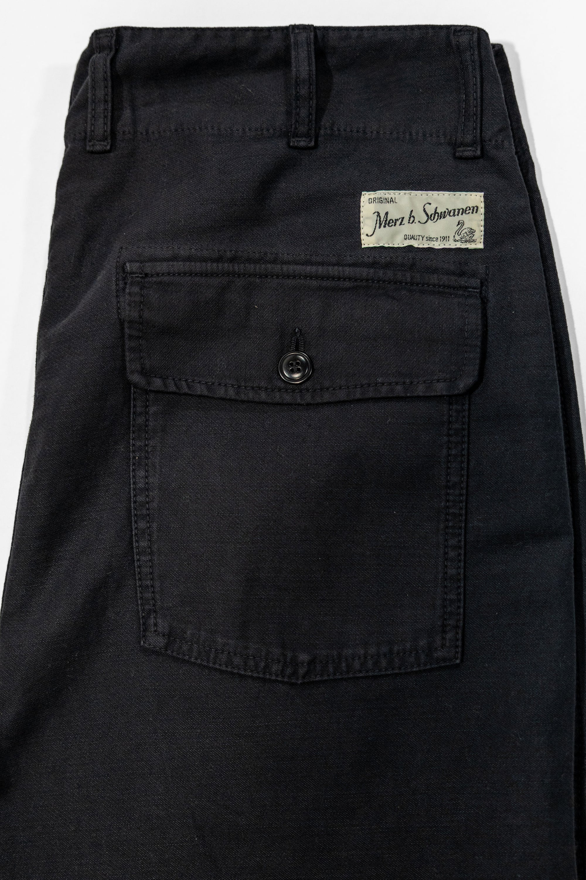 Merz b. Schwanen SENDO01SC Sateen Canvas Fatigue Pants - Storm Black