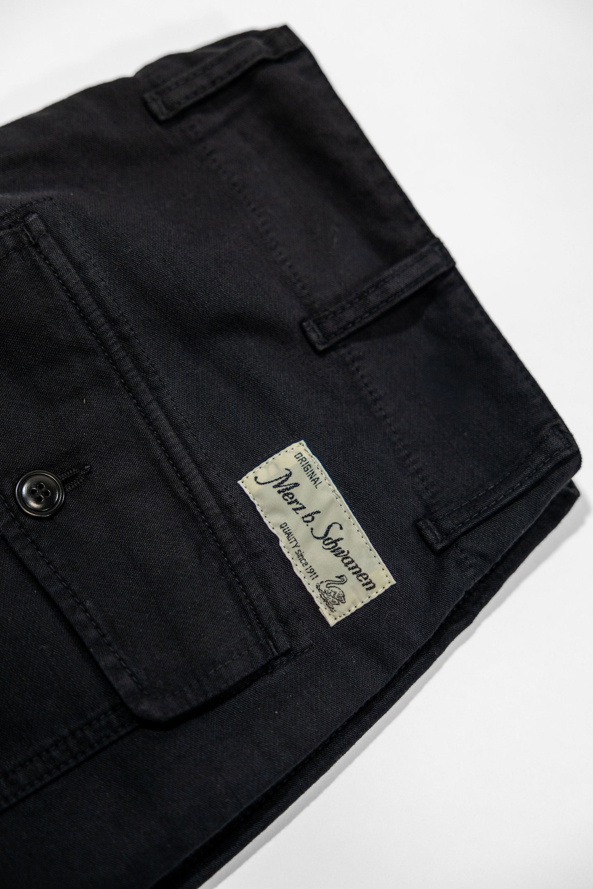 Merz b. Schwanen SENDO01SC Sateen Canvas Fatigue Pants - Storm Black