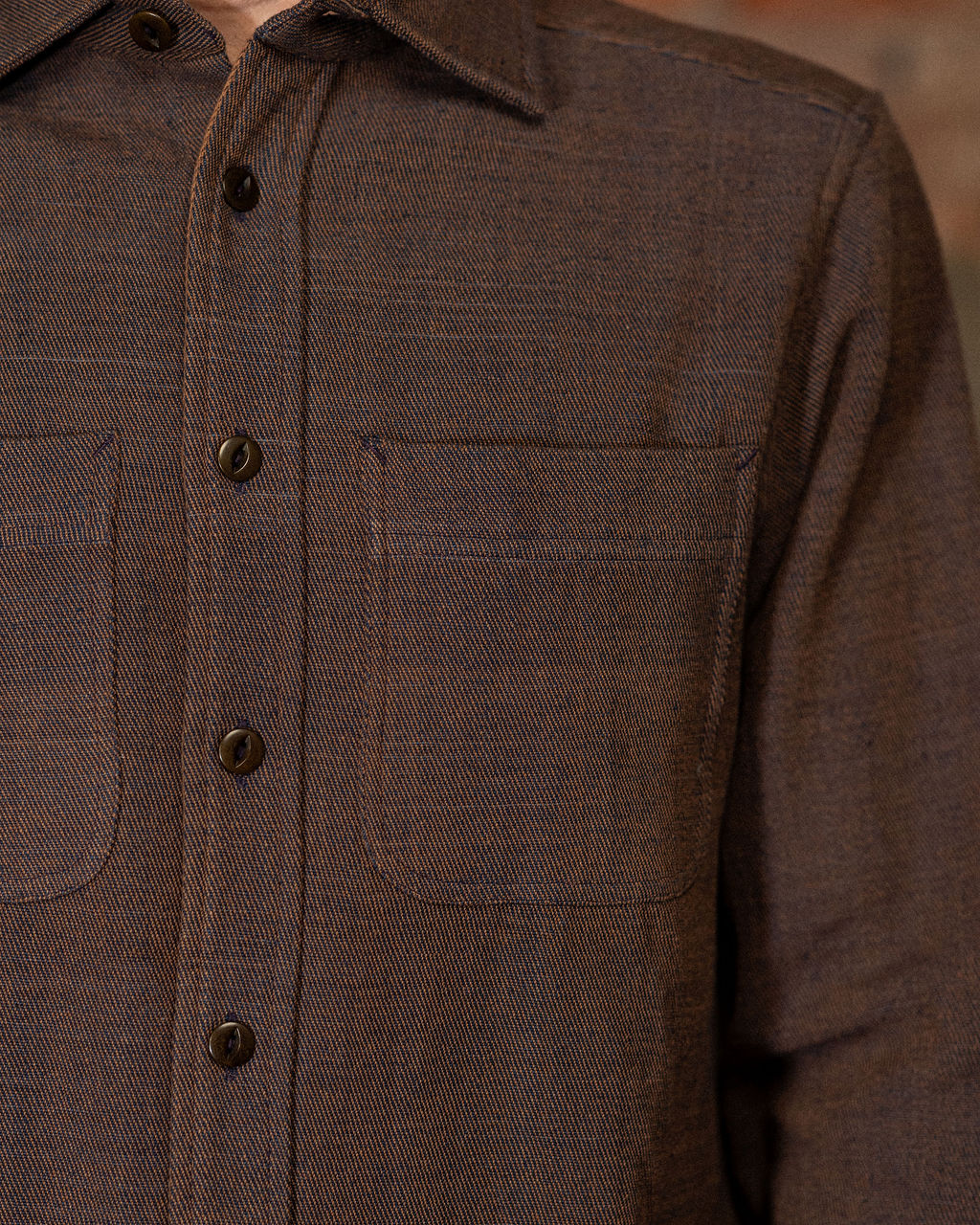 Indi + Ash Ames Workshirt - Coyote/Indigo Handwoven Denim