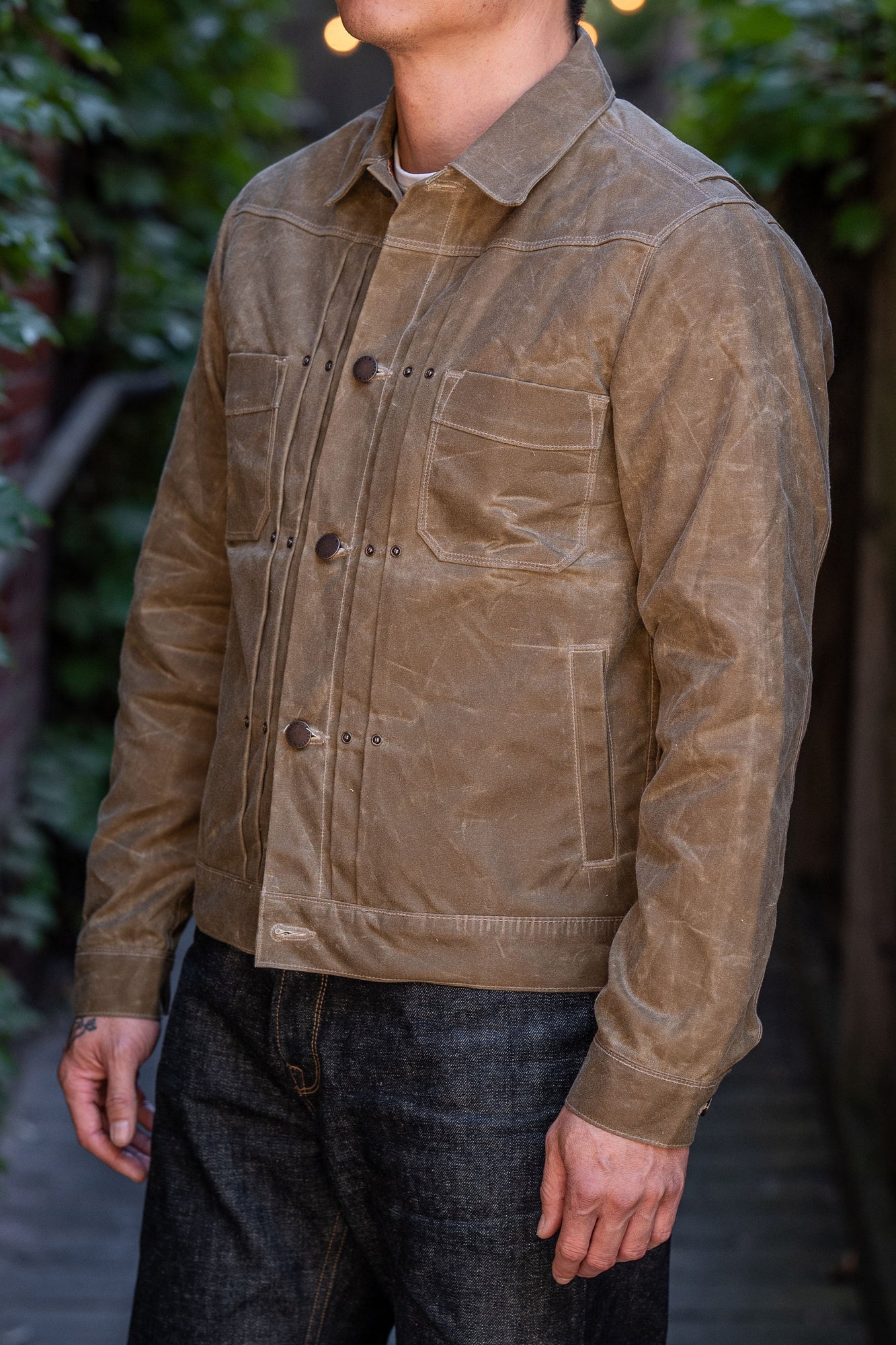 Freenote Cloth Riders Jacket Waxed Canvas- Tobacco - Franklin & Poe