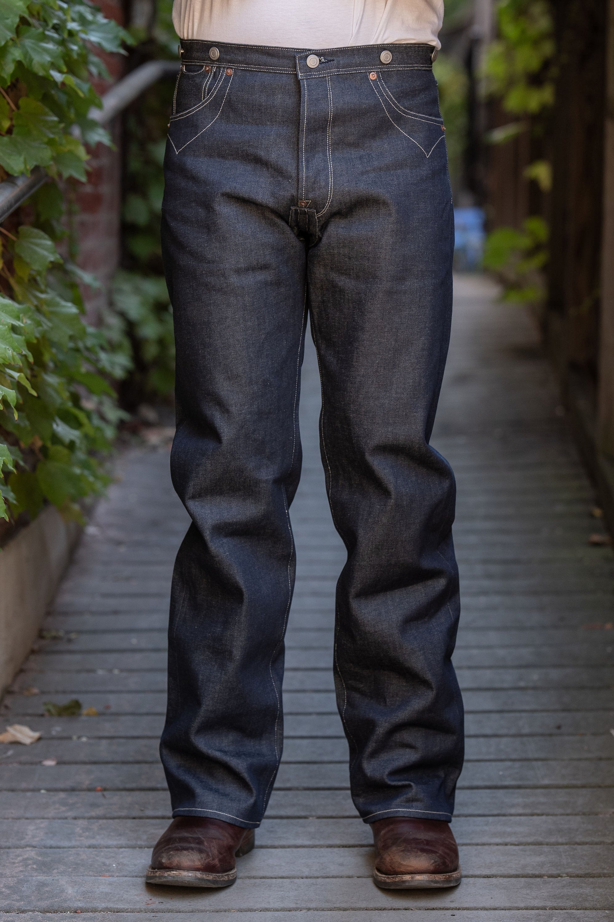 Blue Blanket P40 IT166 Waist Overall Jeans 1870s Single Needle Production - 13oz Italian Selvedge Raw Organic Denim