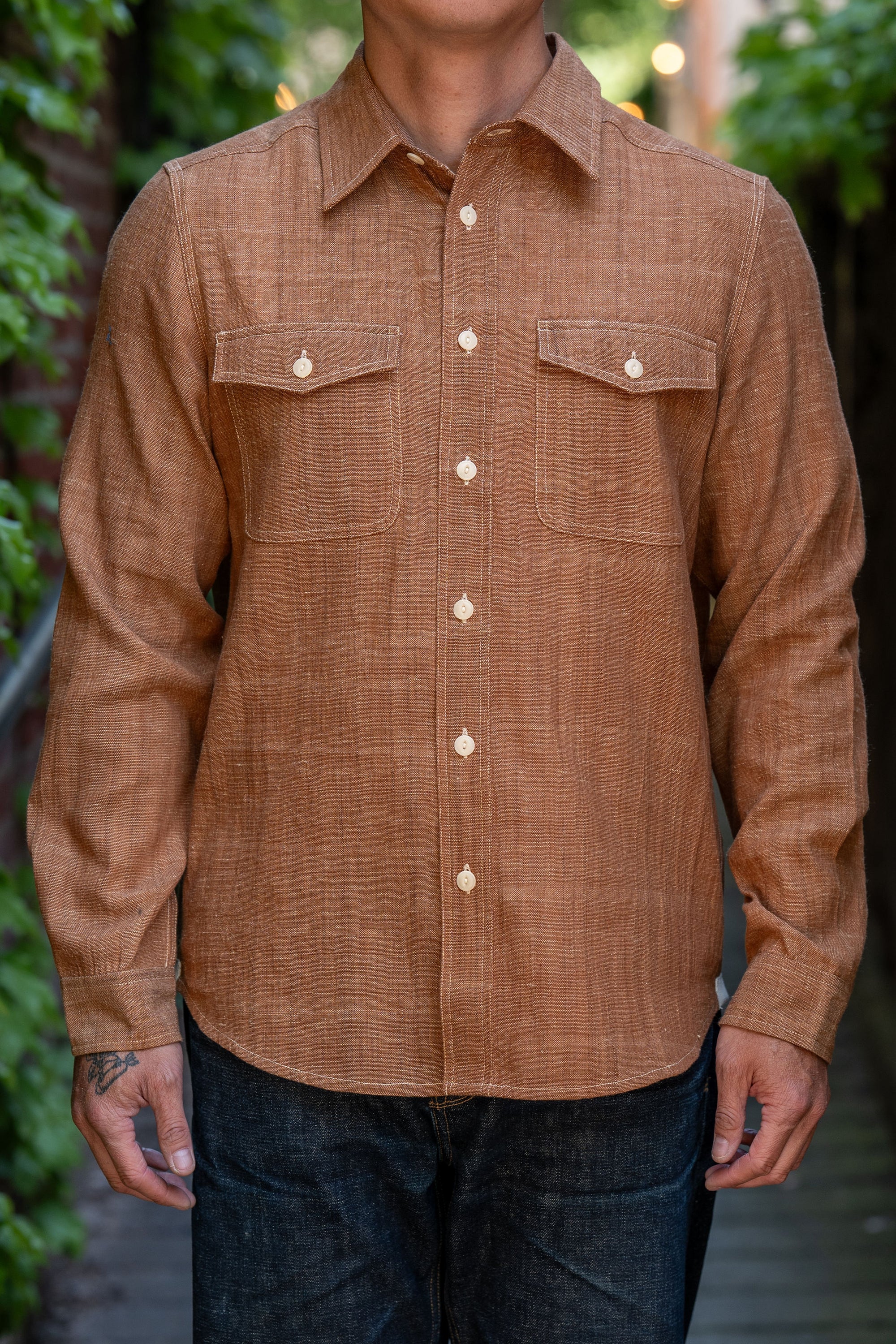 Indi + Ash L/S Smith Workshirt - Cutch/Natural