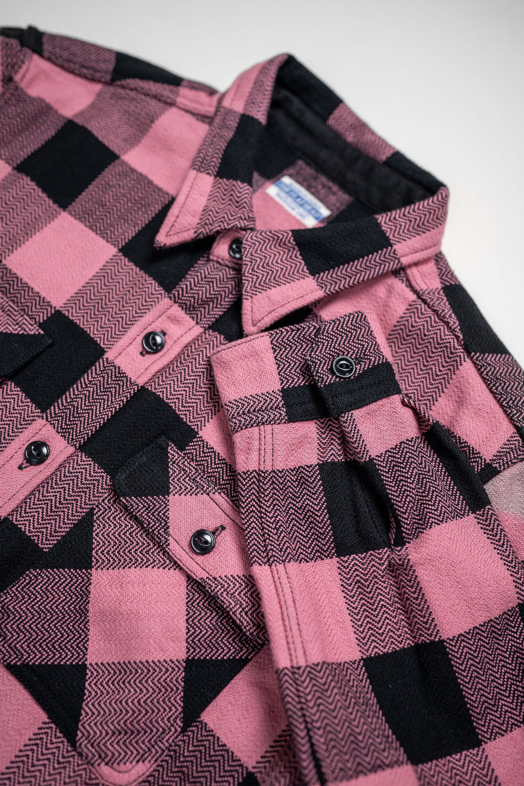 The Flat Head SNR-101L Block Check Flannel Shirt - Pink/Black