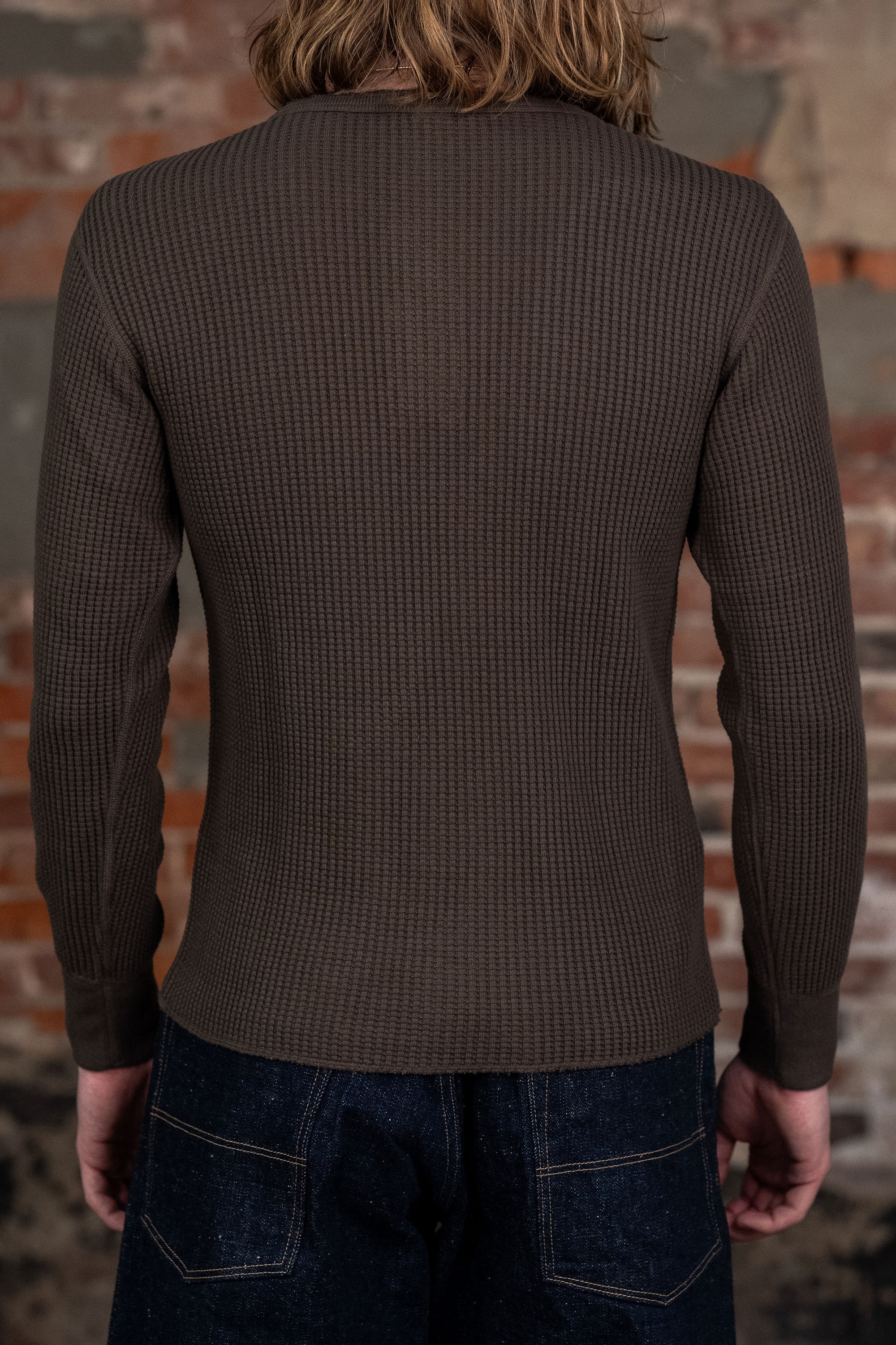 UES Big Waffle Henley - Brown