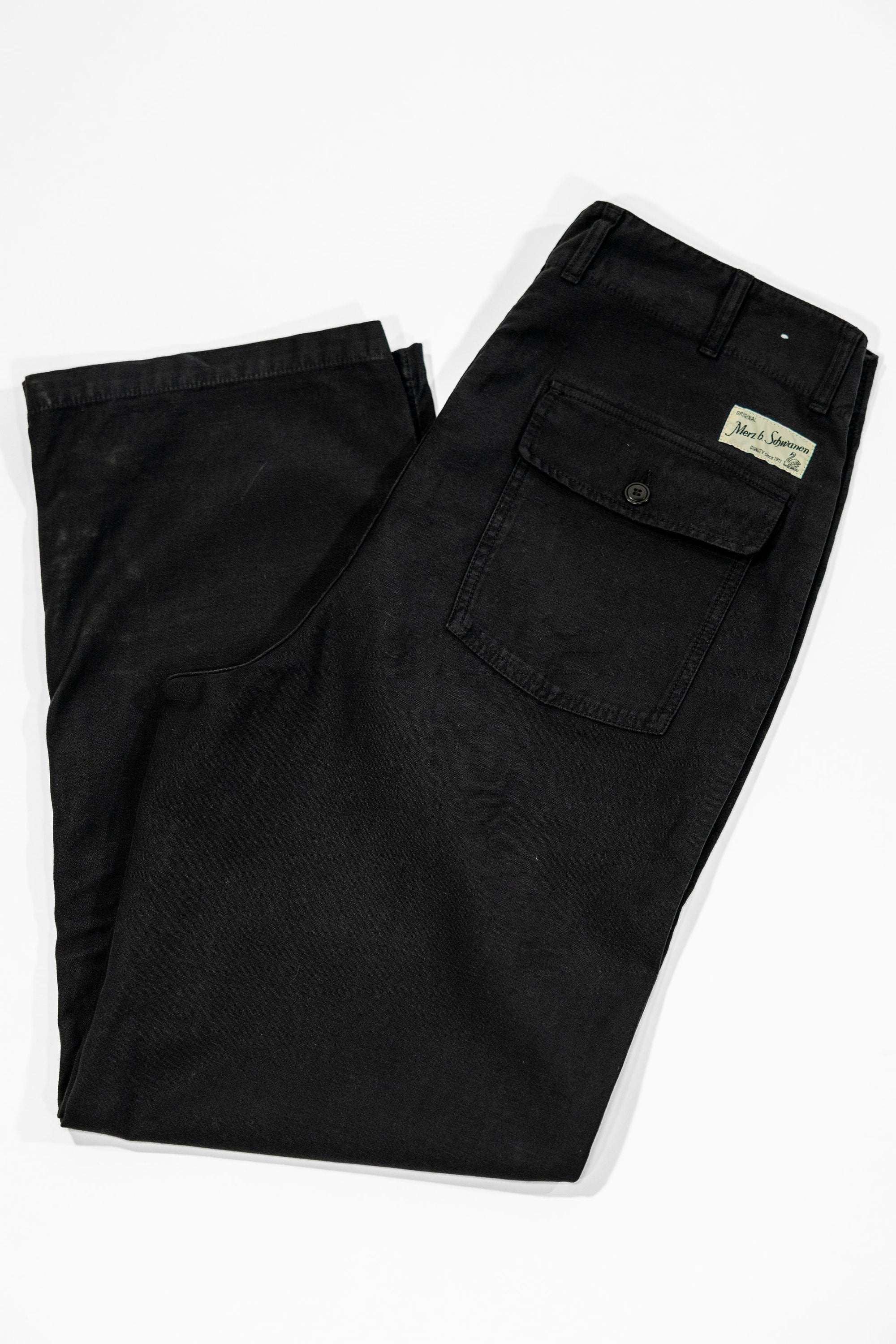 Merz b. Schwanen SENDO01SC Sateen Canvas Fatigue Pants - Storm Black