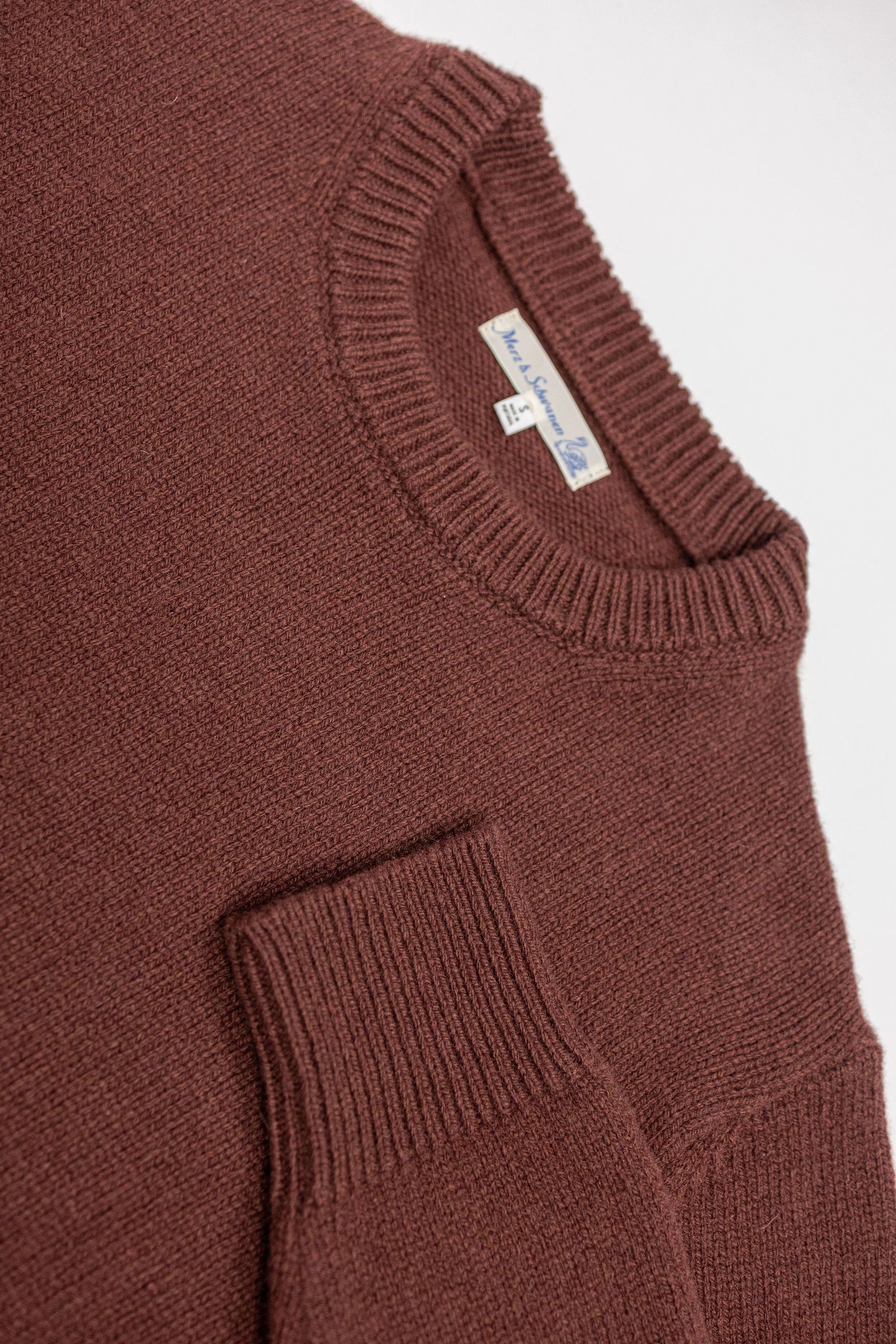 Merz b. Schwanen LOCC01 Crew Pullover Merino Cashmere Blend - Dark Brown