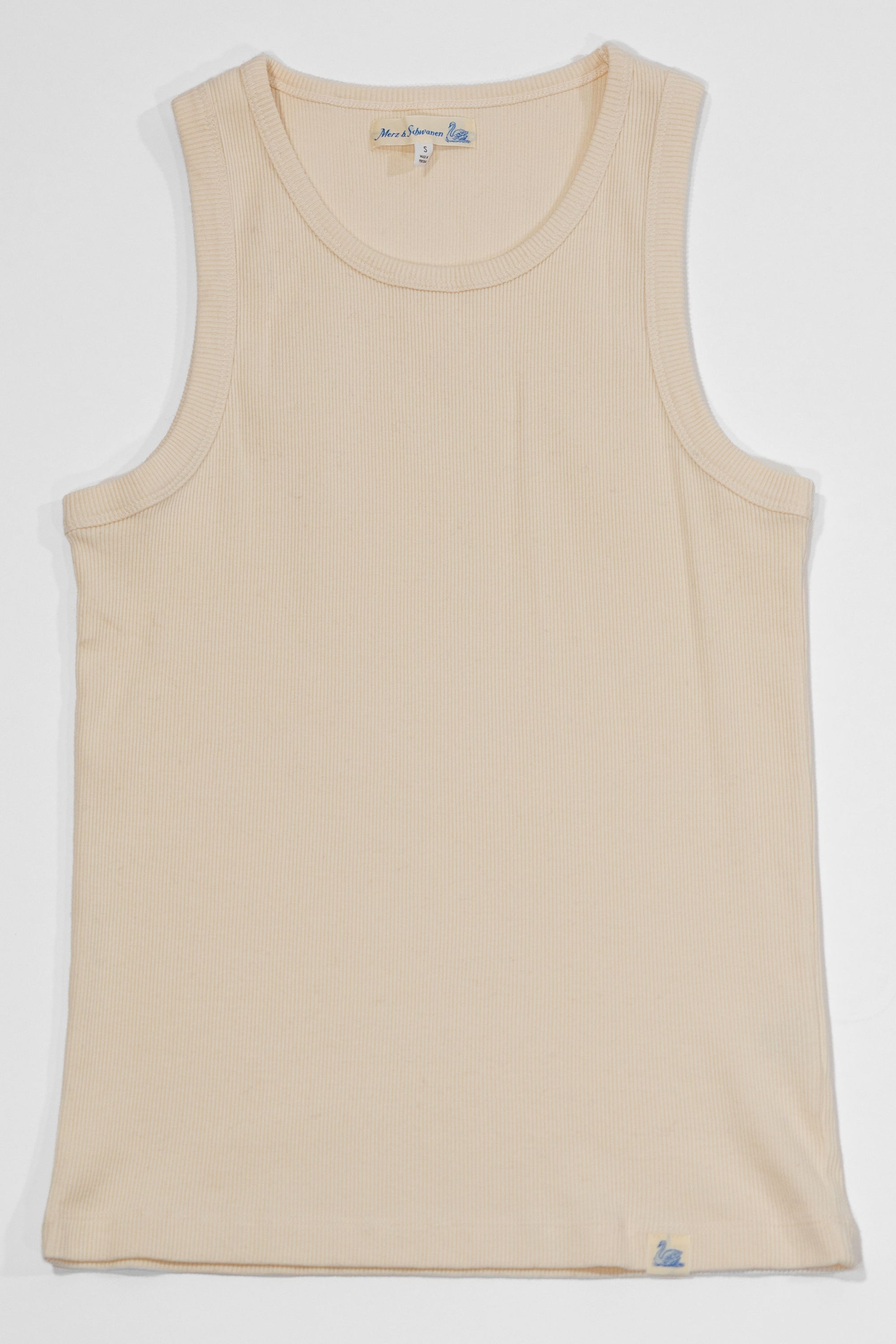 Merz b. Schwanen RIBTANK01 Iconic Ribbed Cotton Tank Top - Nature