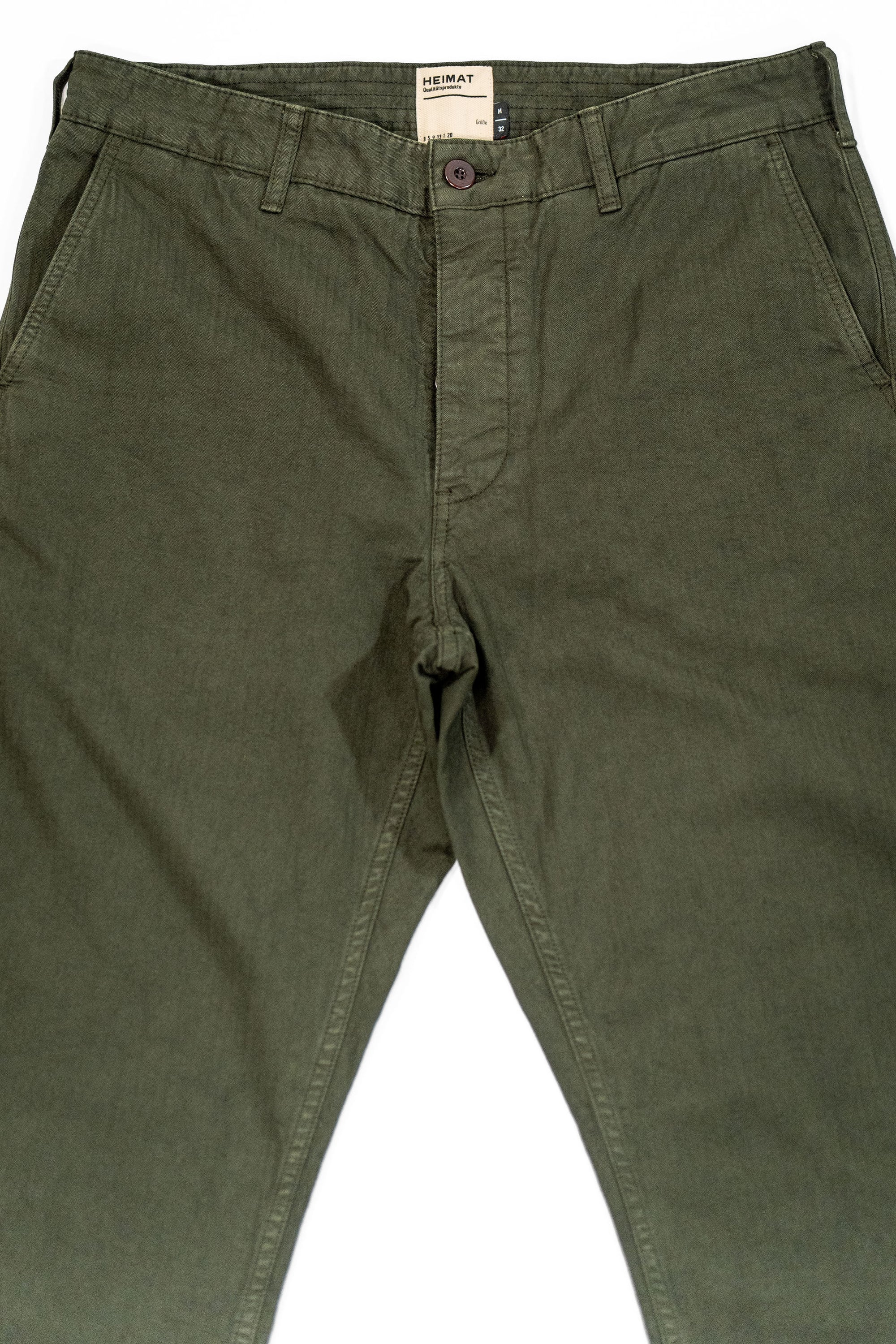 Heimat Textil Journey Pant Jet Pocket - Herringbone Military Green
