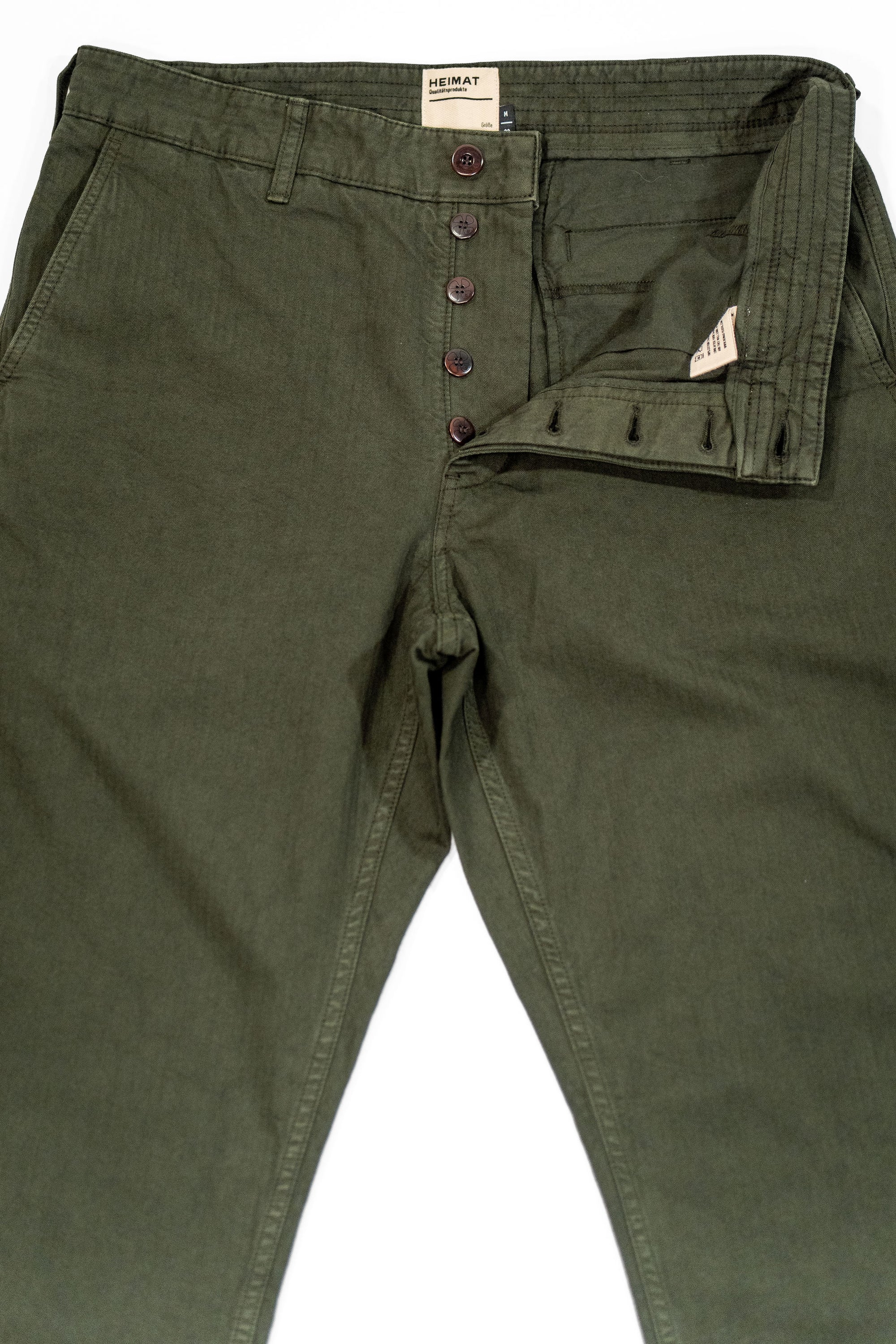 Heimat Textil Journey Pant Jet Pocket - Herringbone Military Green