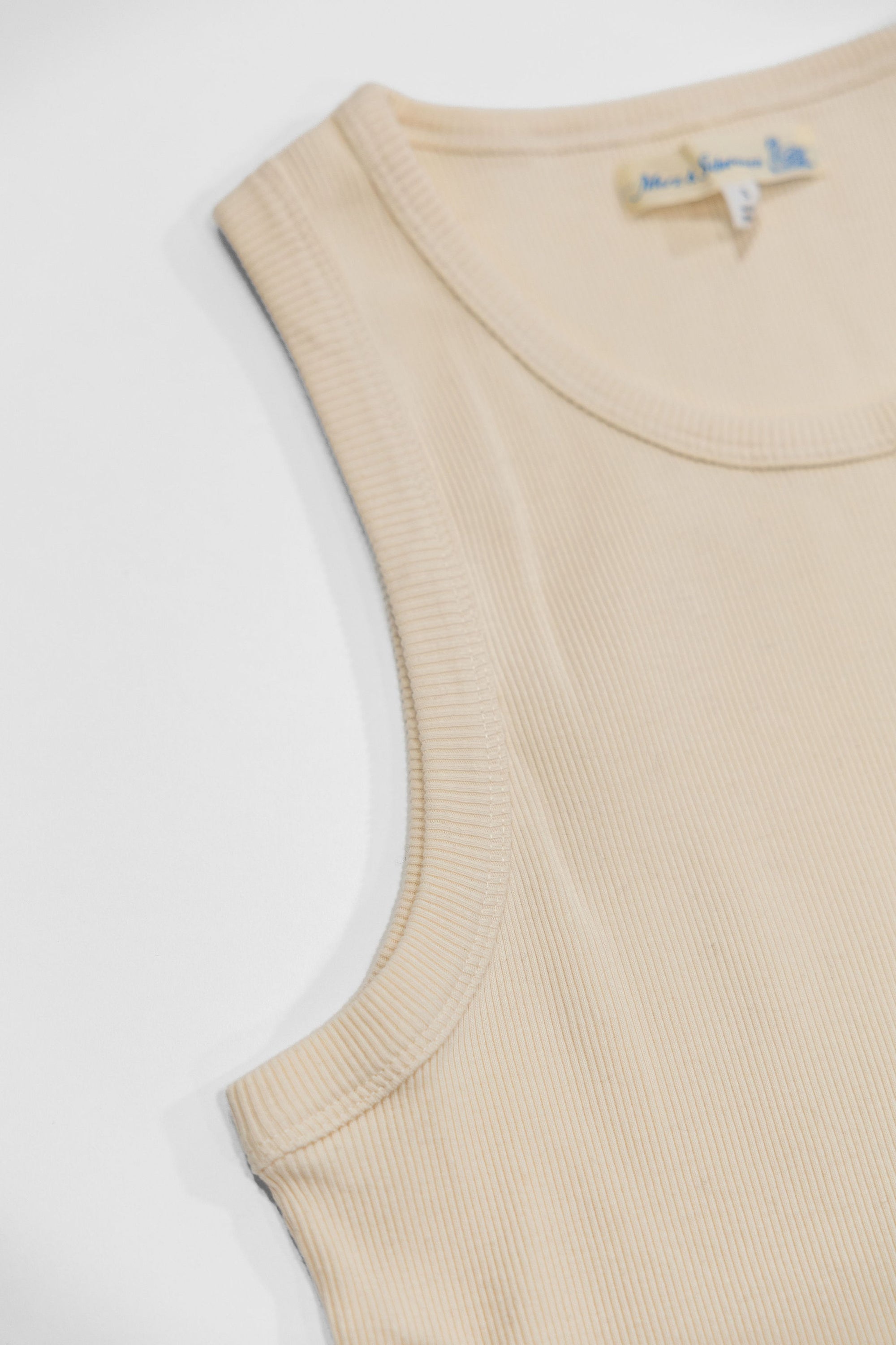 Merz b. Schwanen RIBTANK01 Iconic Ribbed Cotton Tank Top - Nature