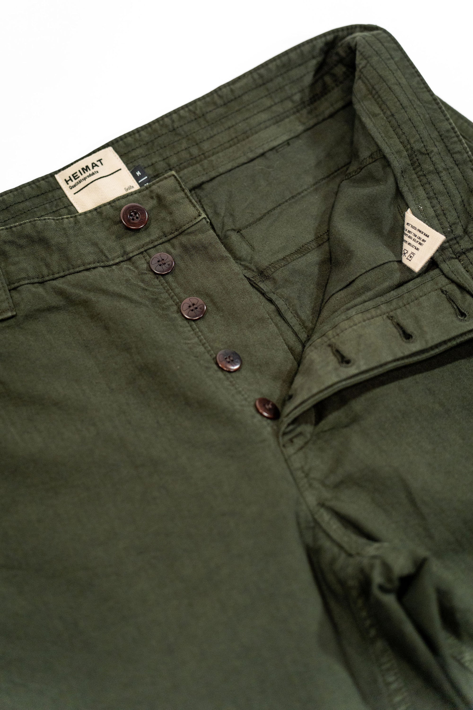 Heimat Textil Journey Pant Jet Pocket - Herringbone Military Green