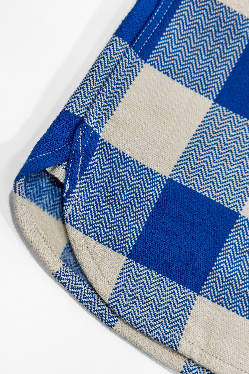 The Flat Head FN-SNR-101L Block Check Flannel Shirt - White/Blue
