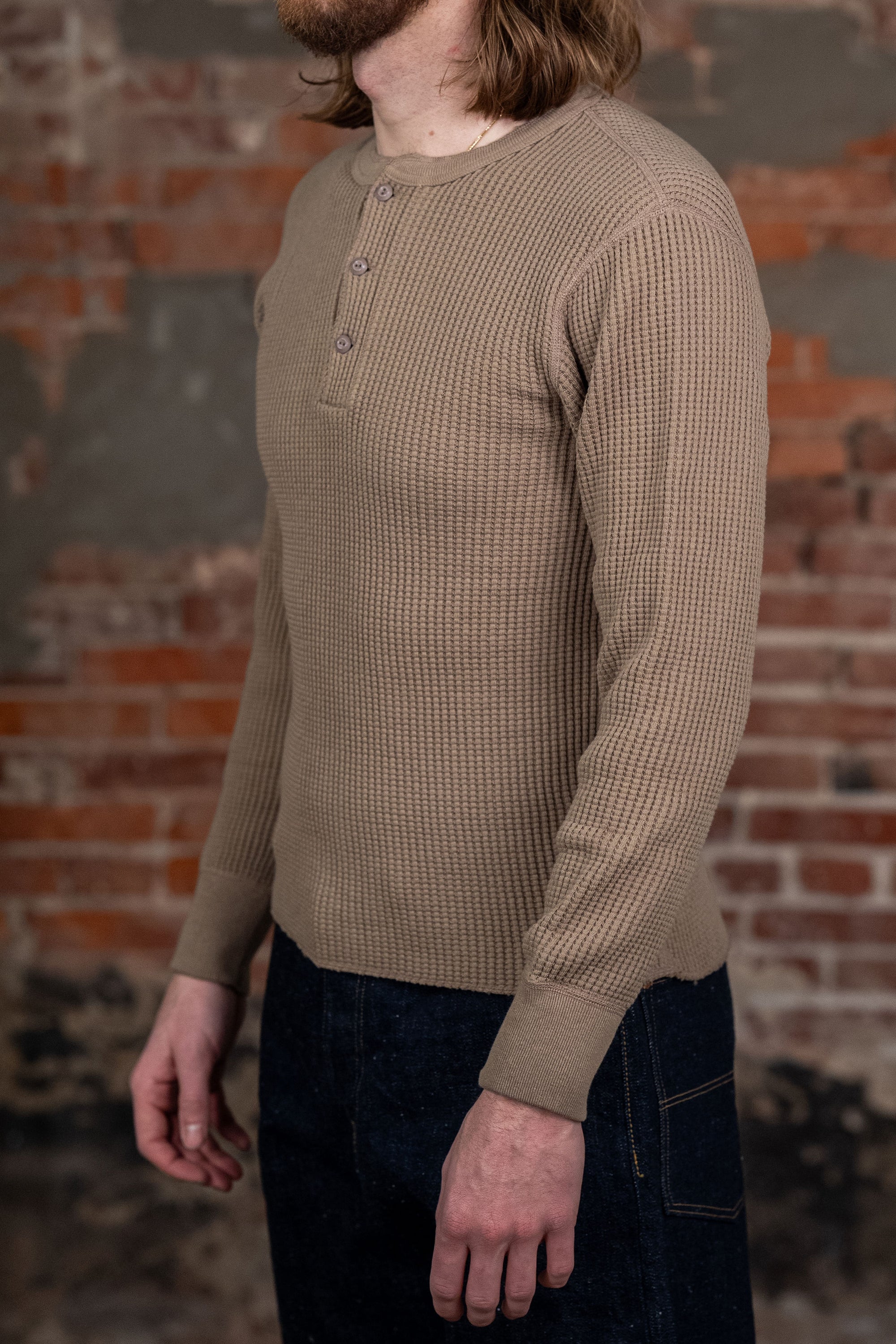 UES Big Waffle Henley - Beige