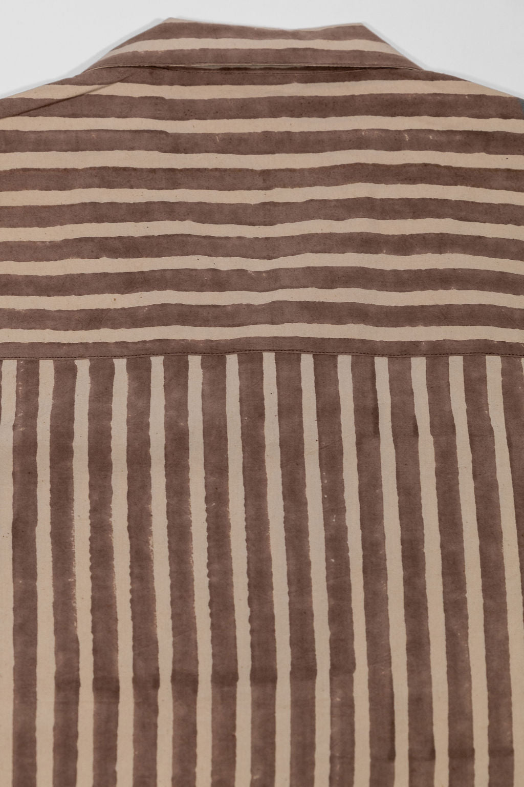 Indi + Ash Lake Camp Shirt - Organic Cotton Sheeting Black Print Stripe Iron Grey/Natural