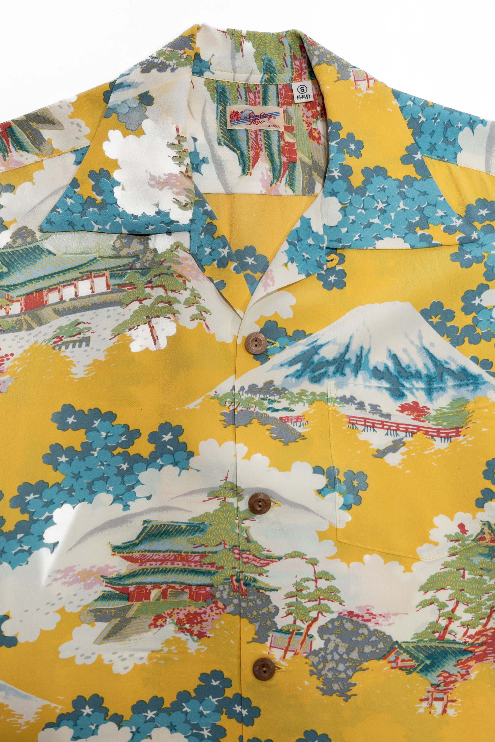 Sun Surf Rayon Hawaiian Shirt “Ancient Capital” - Yellow