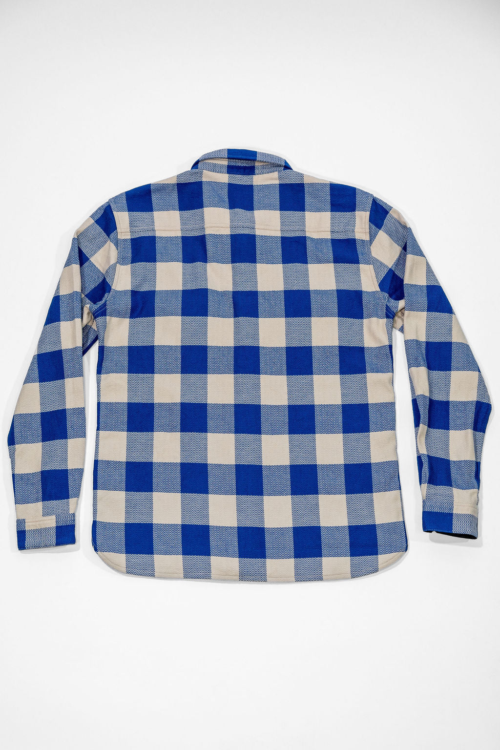 The Flat Head FN-SNR-101L Block Check Flannel Shirt - White/Blue