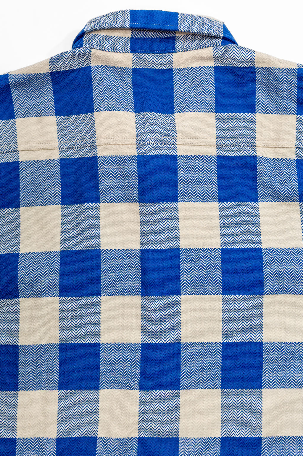 The Flat Head FN-SNR-101L Block Check Flannel Shirt - White/Blue