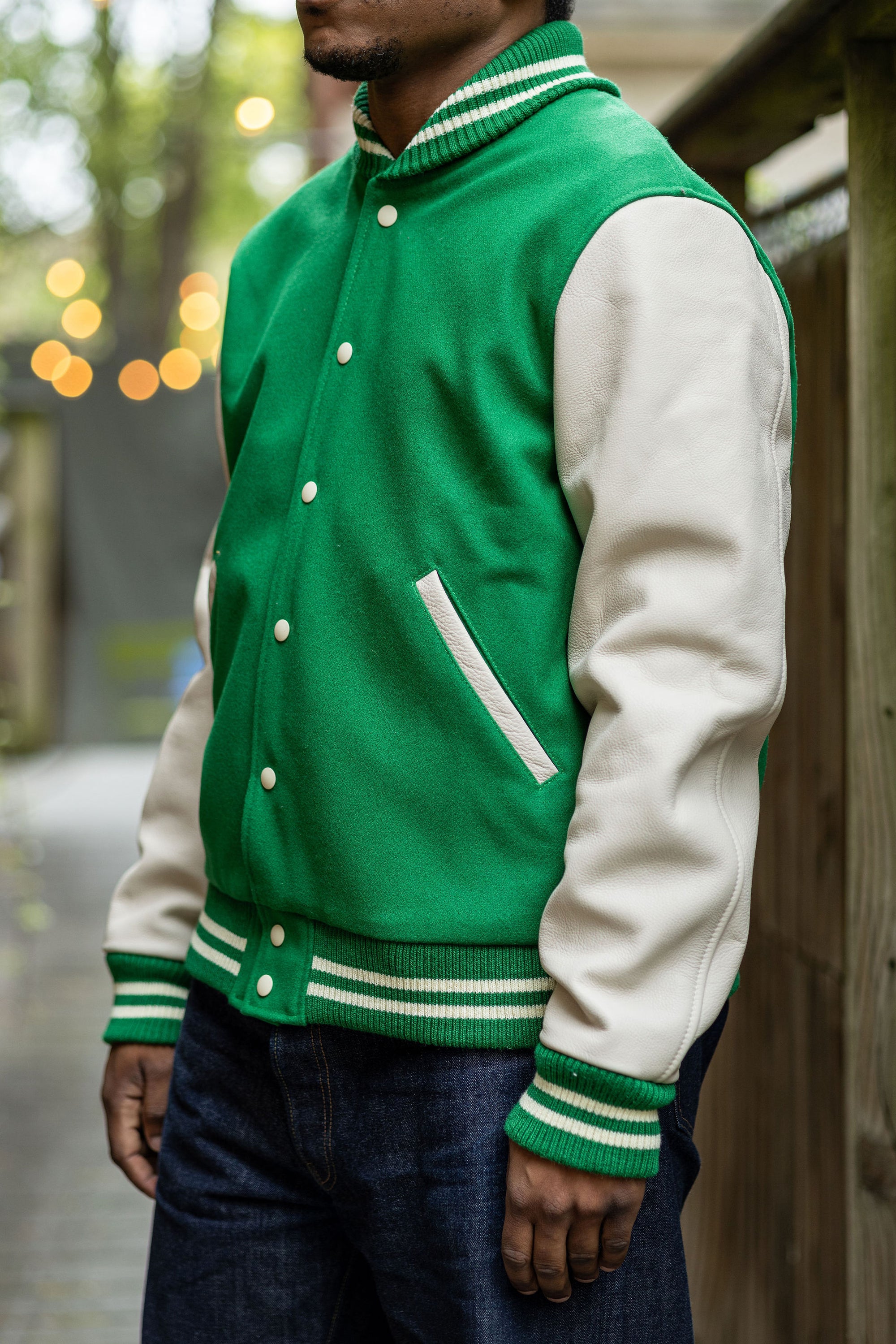 Dehen 1920 Varsity Jacket - Kelly/Milk