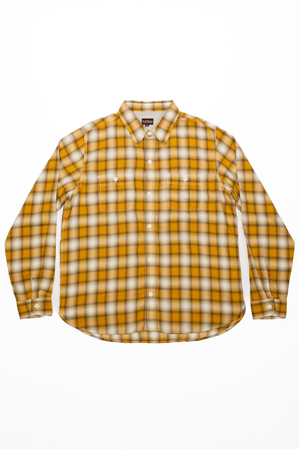The Flat Head FN-SCR-021L 3oz Cotton/Rayon Ombre Shirt - Yellow