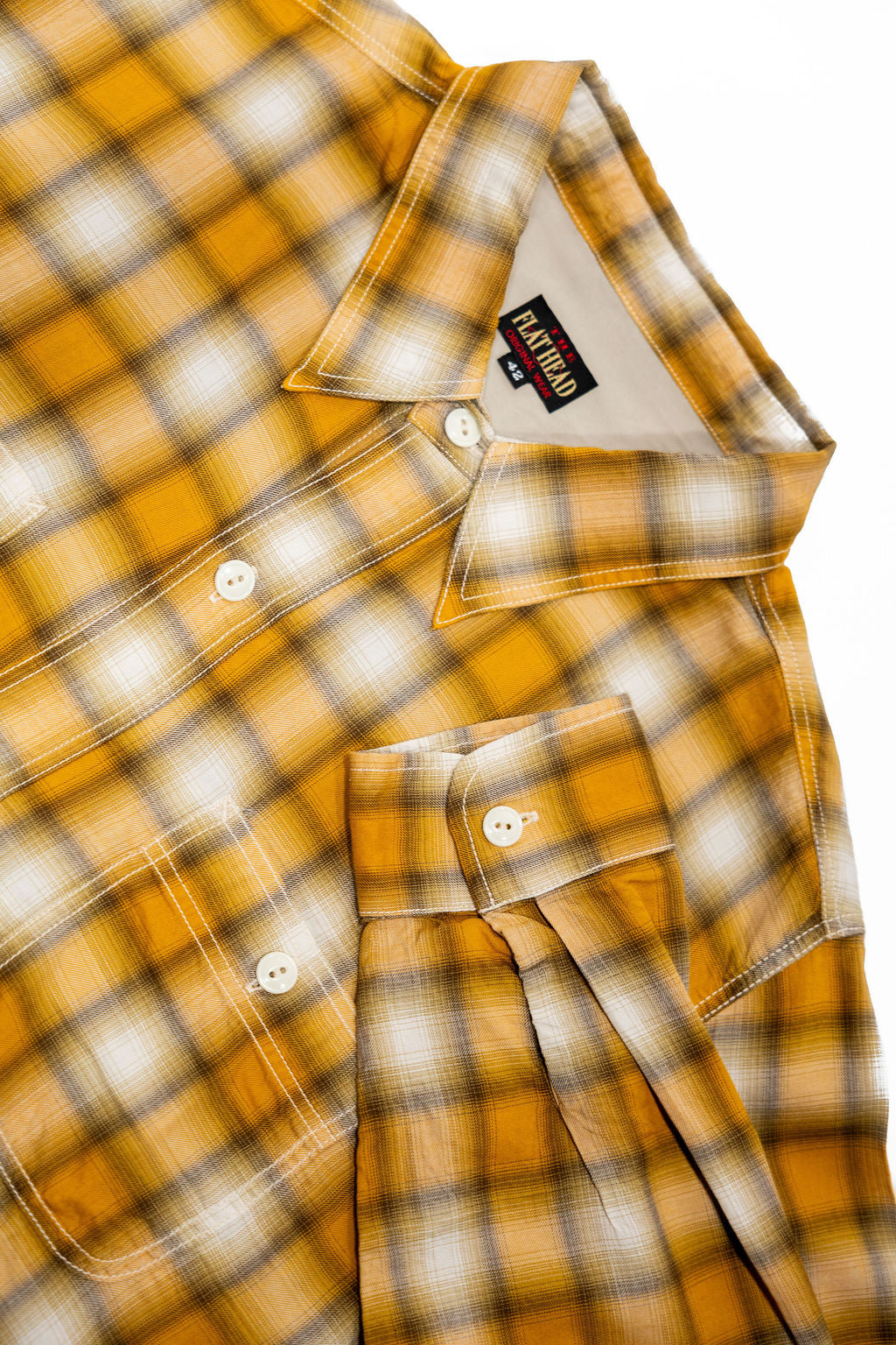 The Flat Head FN-SCR-021L 3oz Cotton/Rayon Ombre Shirt - Yellow