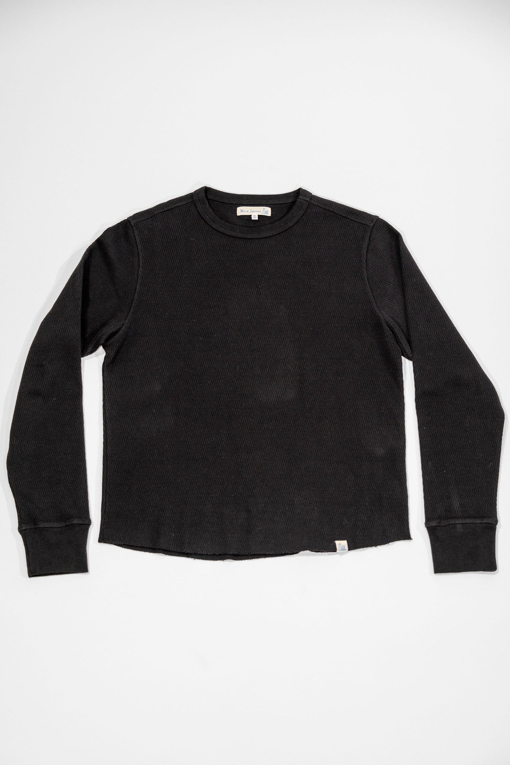Merz b. Schwanen THERMAL01 Diamond-Patterned Cotton Thermal Longsleeve - Deep Black