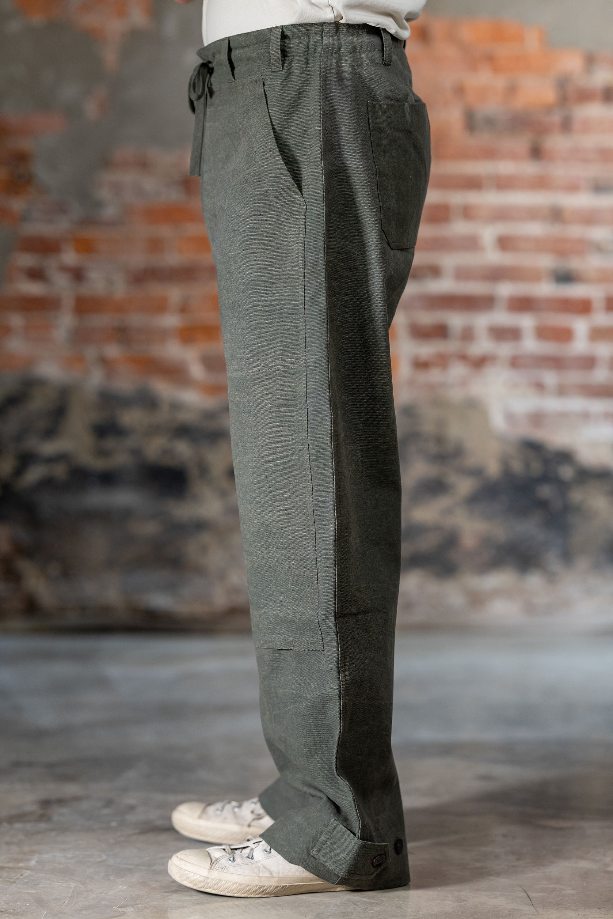 Indi + Ash Raka Pant - Forest Green Crackle Millwoven Canvas