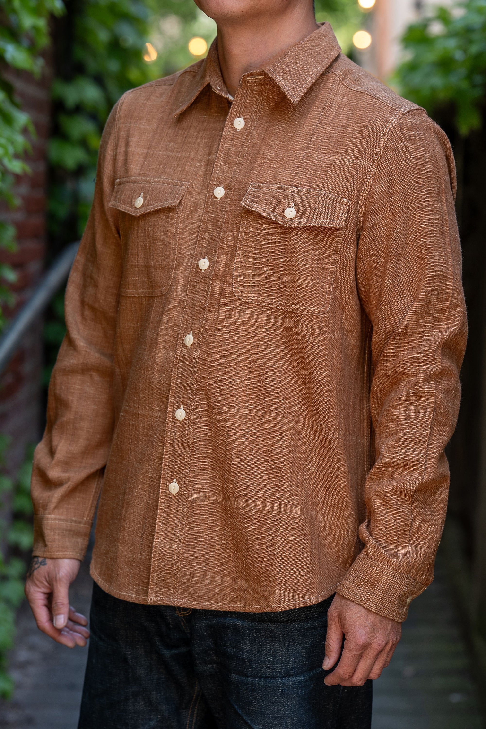 Indi + Ash L/S Smith Workshirt - Cutch/Natural