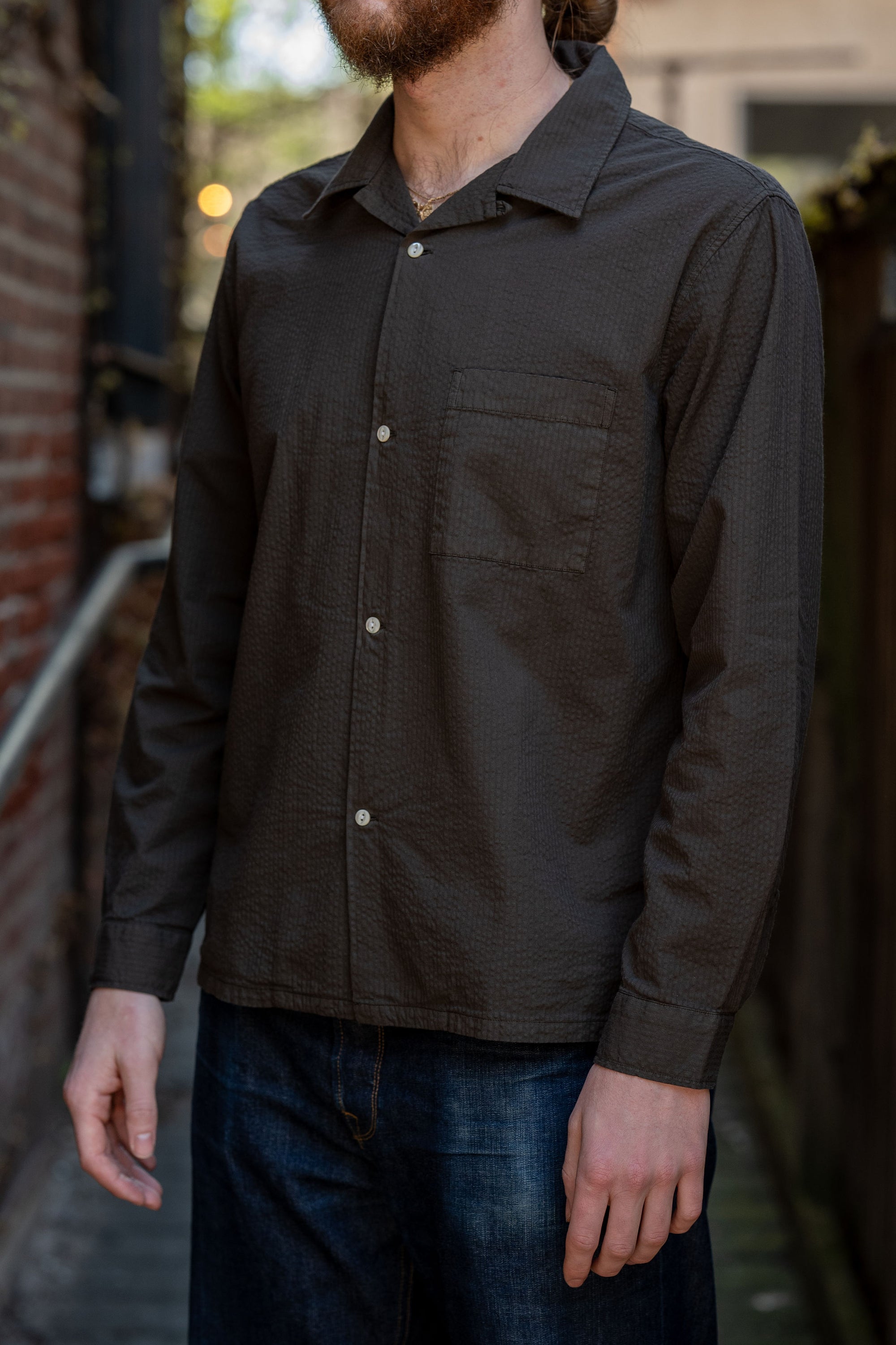 Knickerbocker Fulton Seersucker Shirt - Brown