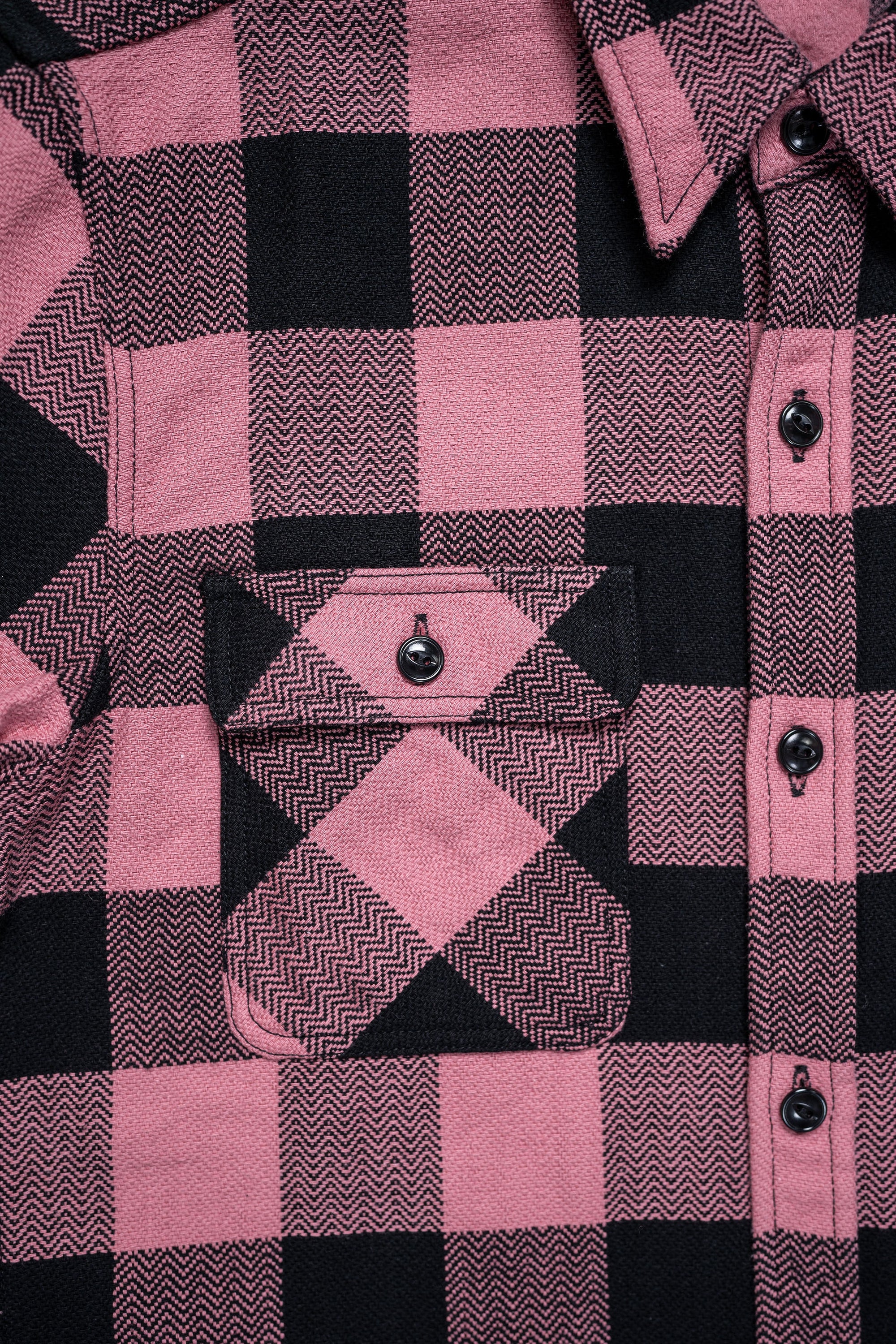 The Flat Head SNR-101L Block Check Flannel Shirt - Pink/Black