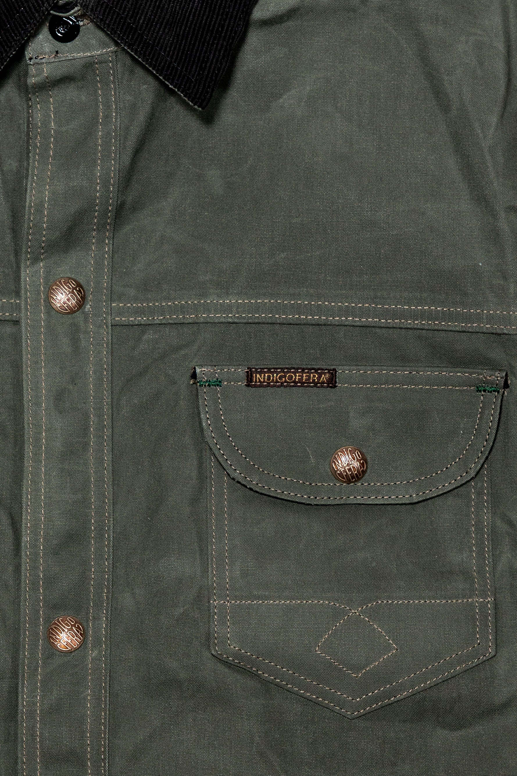 Indigofera Fargo Quarter STPF - Greyish Green Coated Canvas