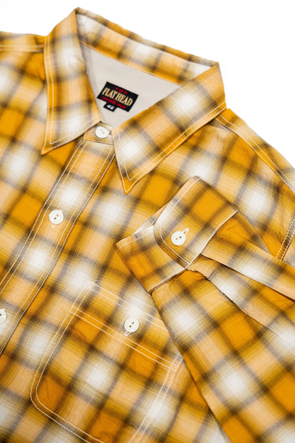 The Flat Head FN-SCR-021L 3oz Cotton/Rayon Ombre Shirt - Yellow